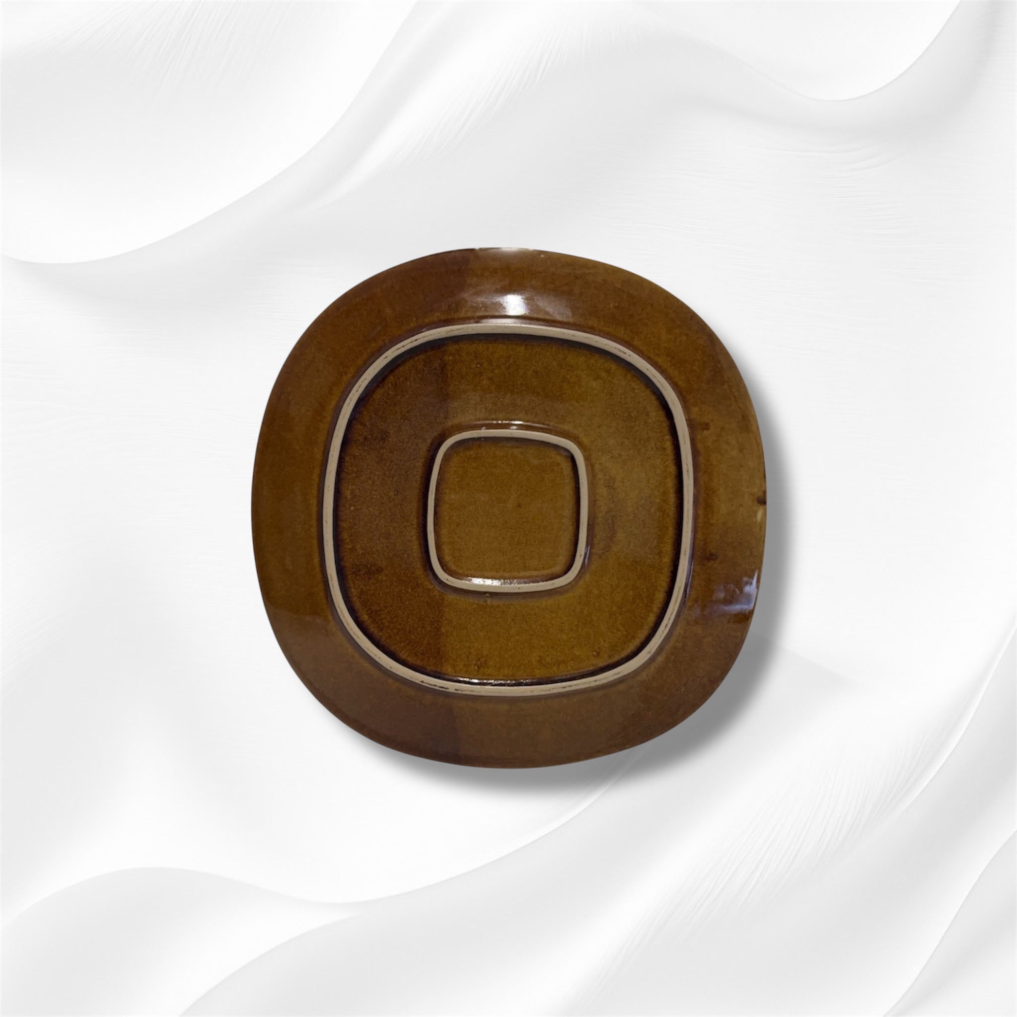 Oval Stoneware Dessert Plate Camel Brown