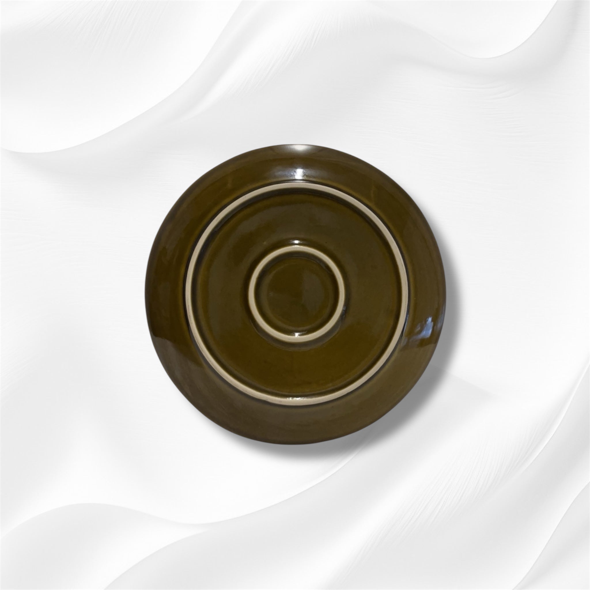 Olive Green Glazed Stoneware Dinner Plate