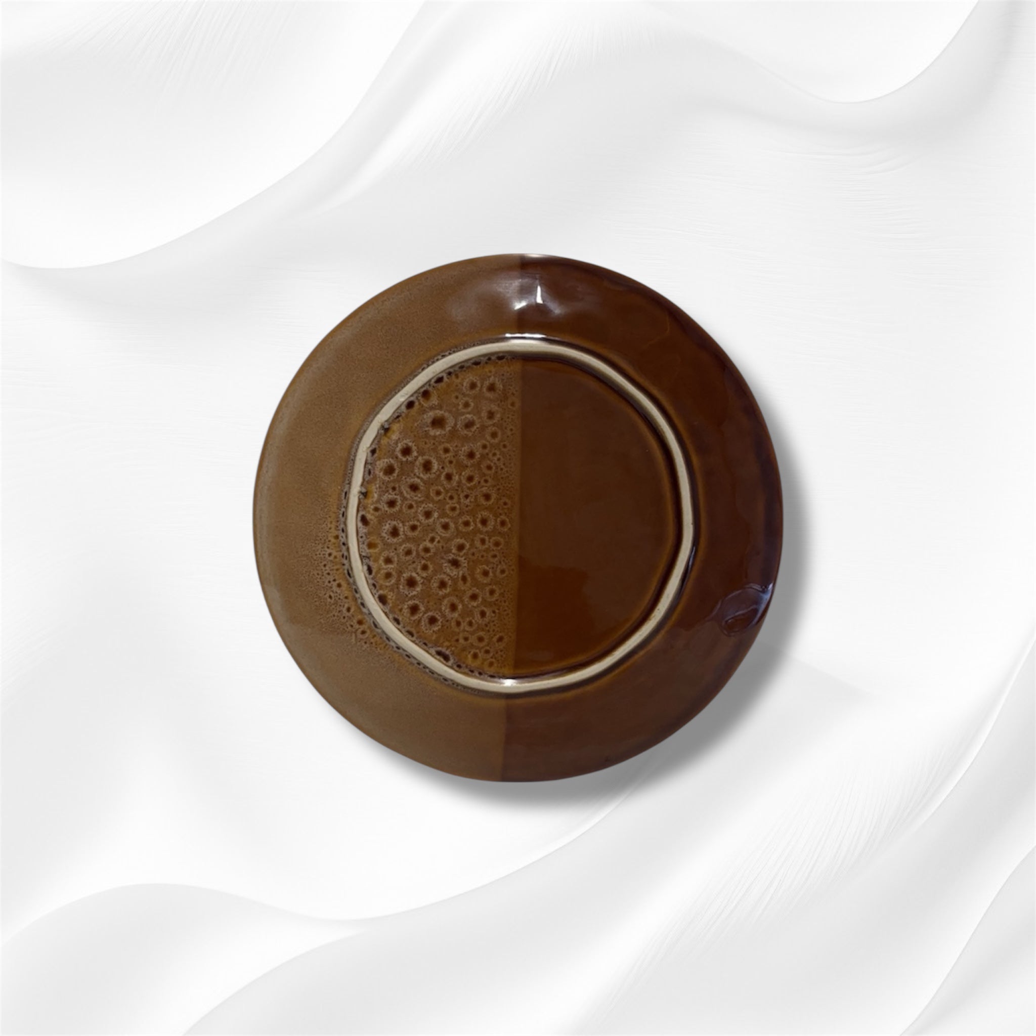 Two-Tone Earth Brown Stoneware Dinner Plate