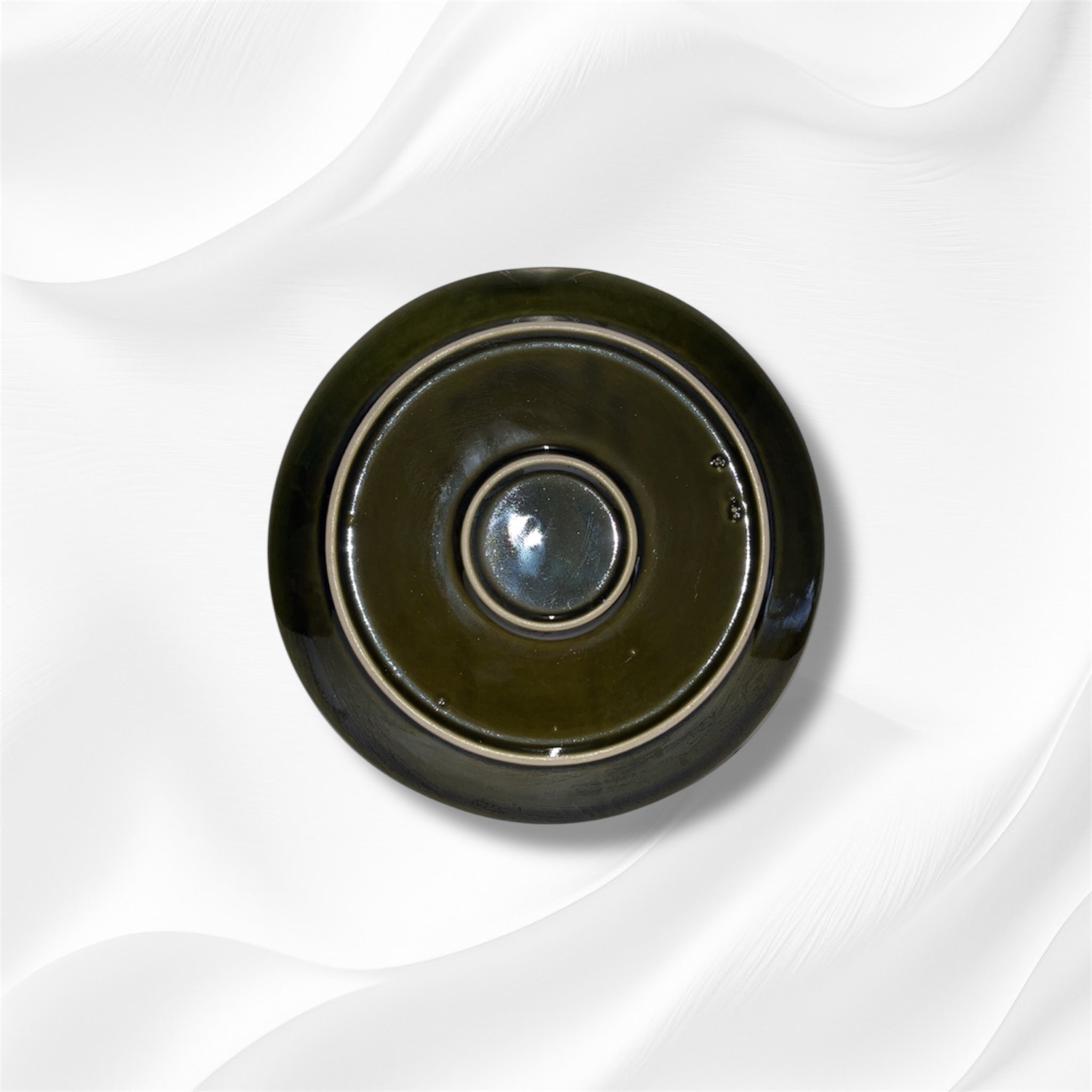 Khaki Green Glazed Stoneware Dinner Plate