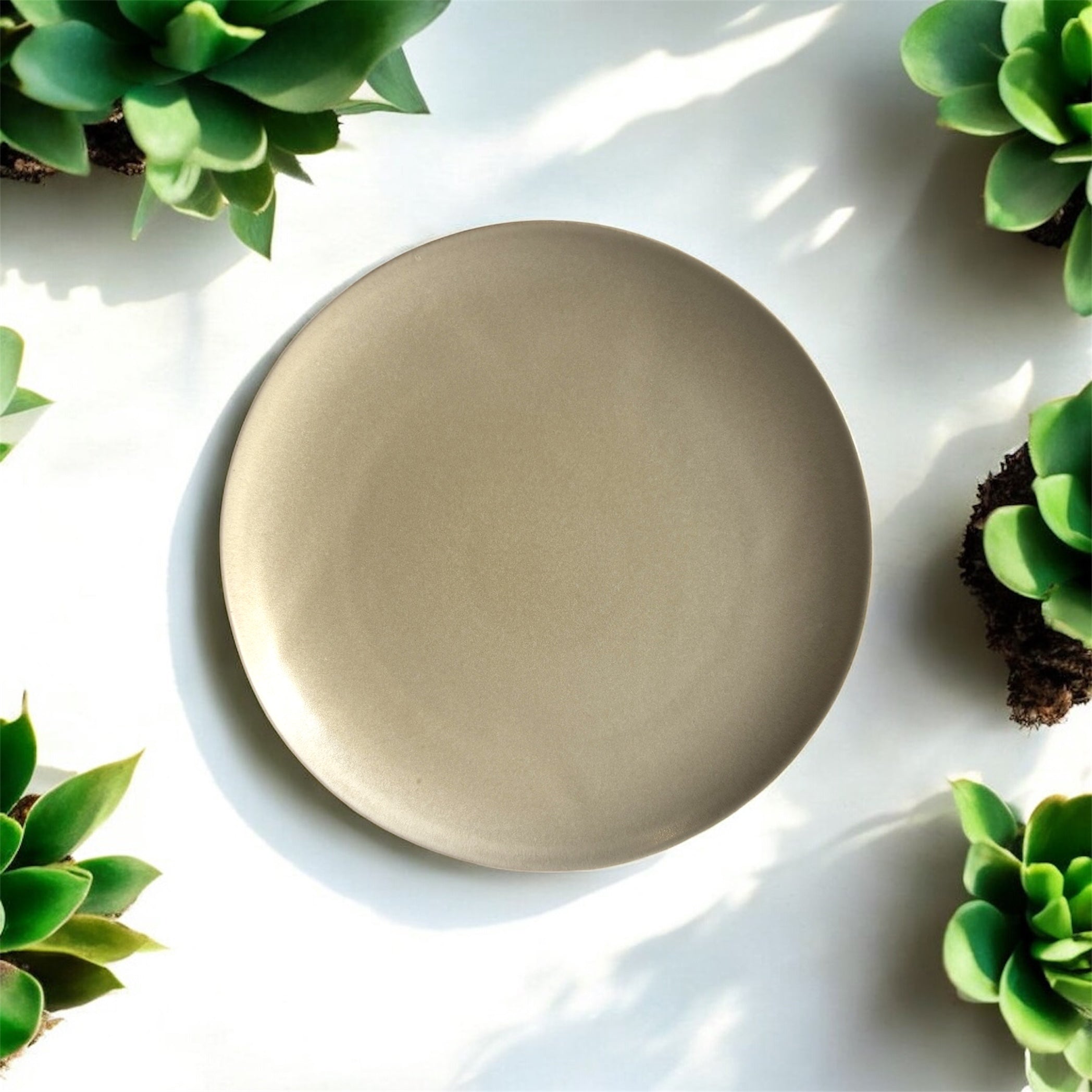 Handmade New Cream Stoneware Plate with Speckled Matte Finish