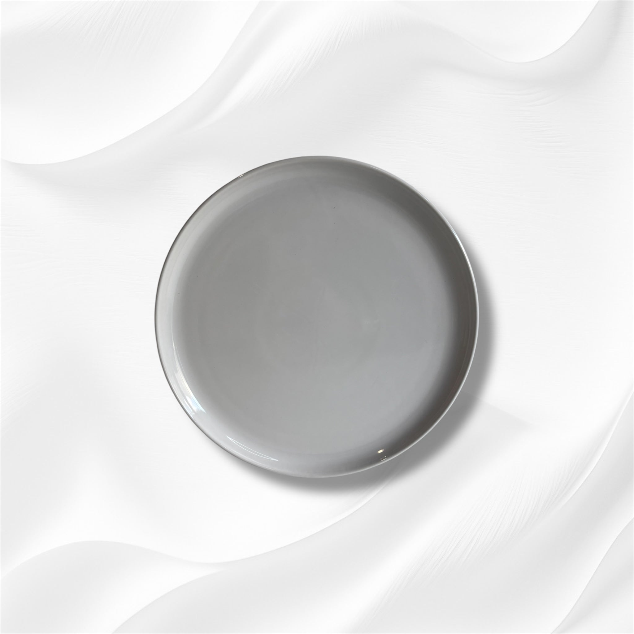 White Stoneware Dinner Plate Set with Glossy Finish