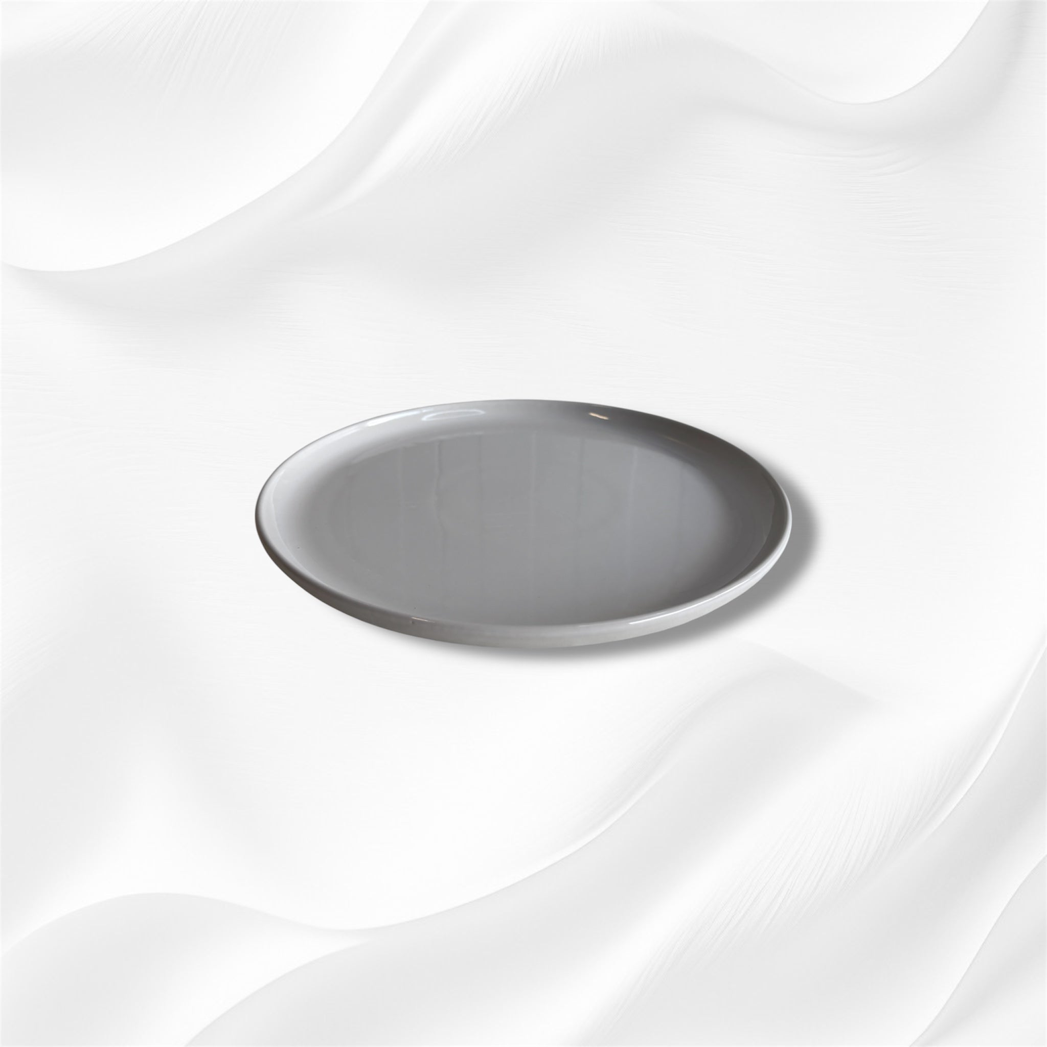 White Stoneware Dinner Plate Set with Glossy Finish