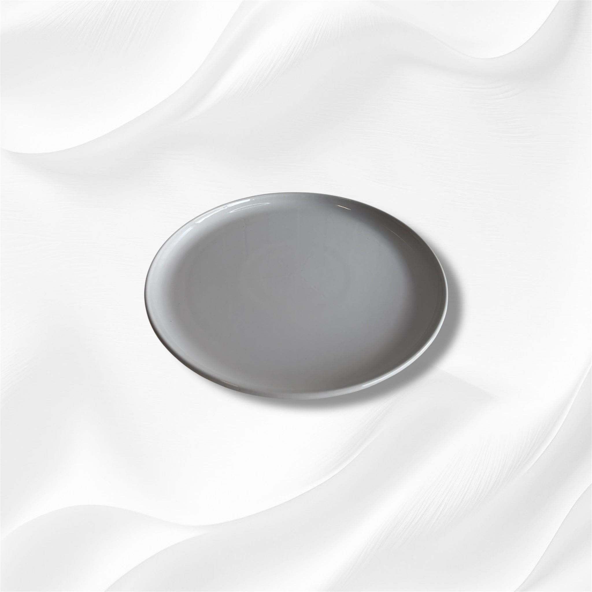 White Stoneware Dinner Plate with a Glossy Finish, Handmade