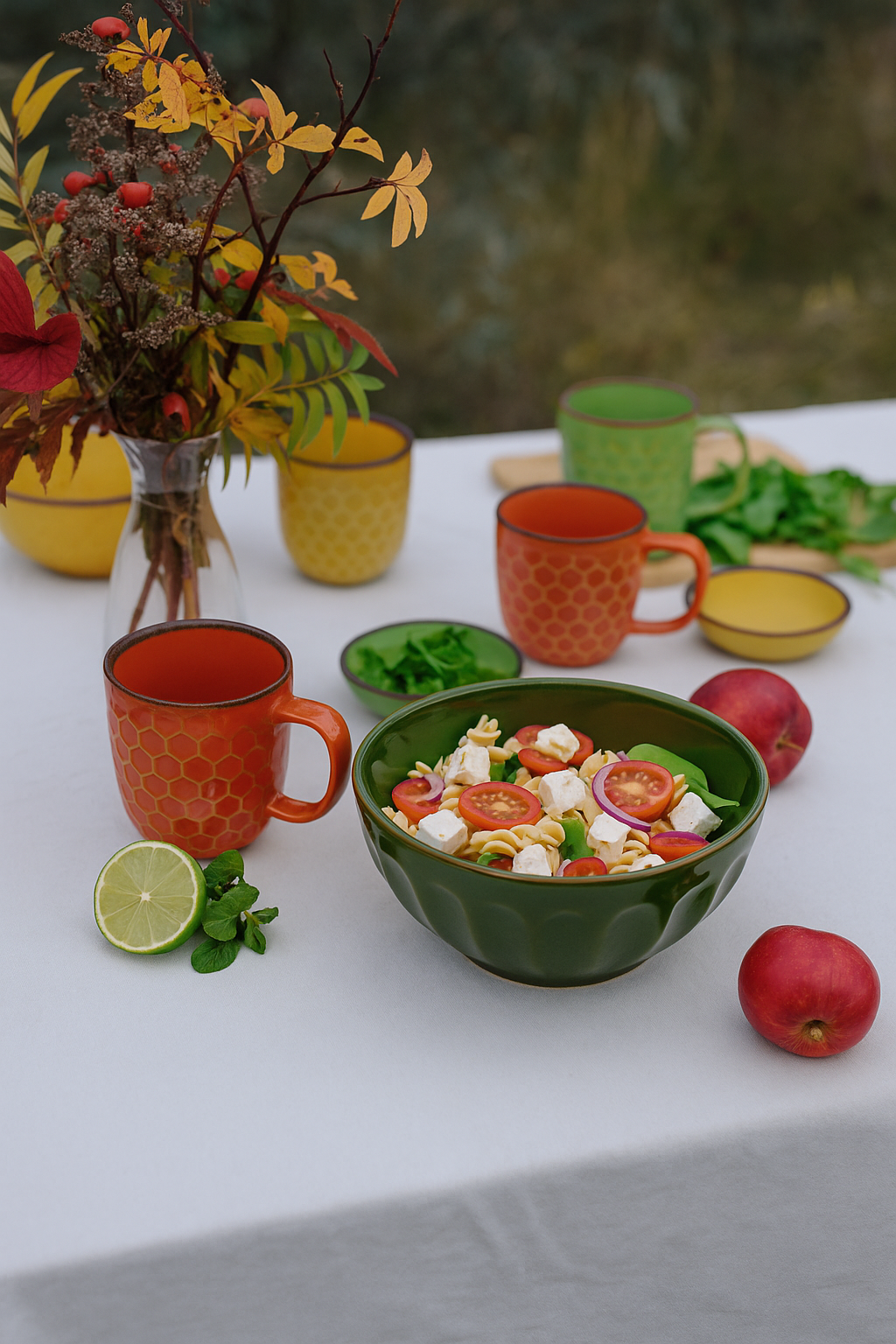 Khaki Green Ceramic Stoneware Fluted Bowl Design