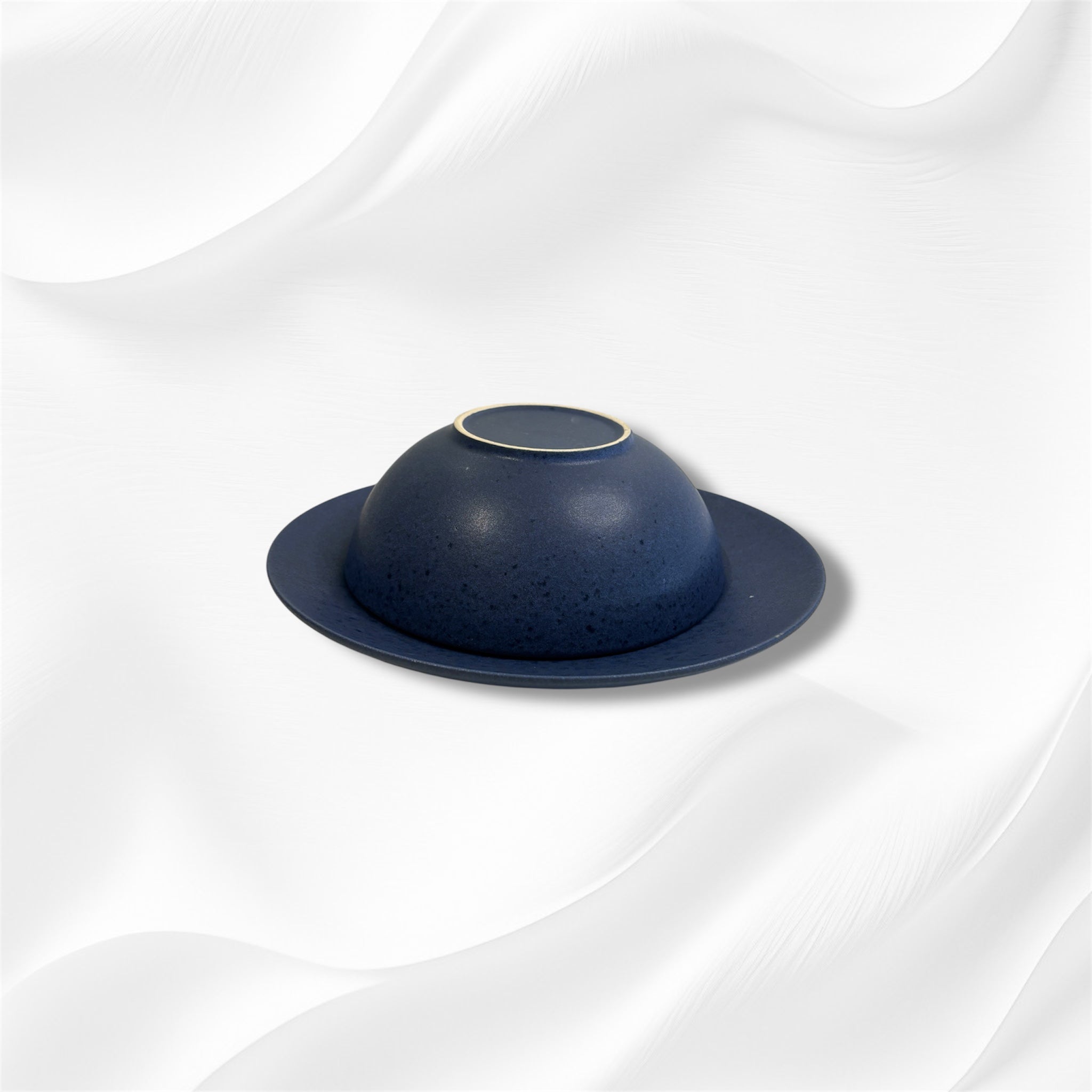 Deep Blue Ceramic Dinner Plate and Bowl Set with Matte Finish