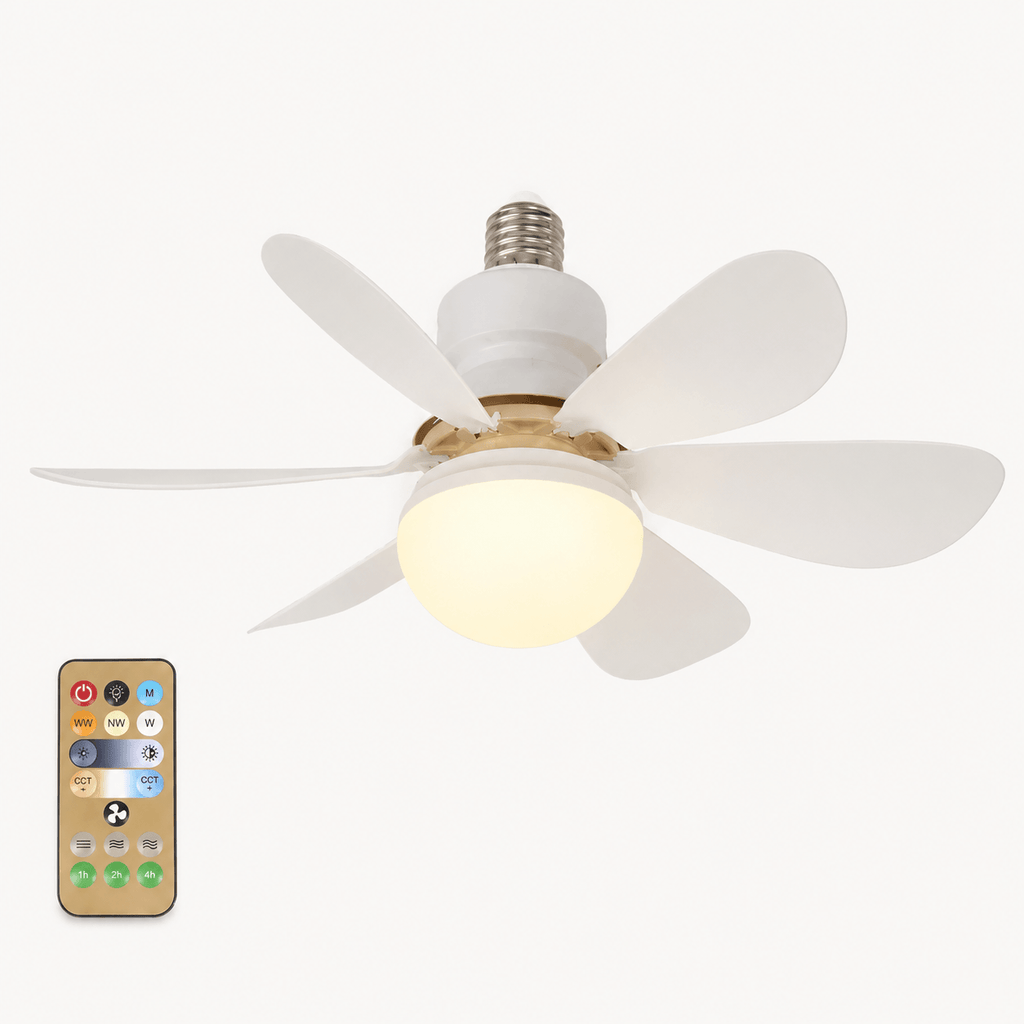 Ventilateur de Plafond LED avec Télécommande - E27, 40W, Luminosité Réglable