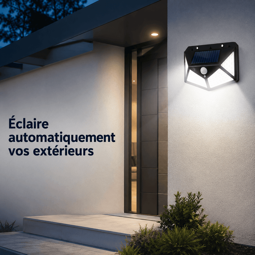 Lampe Solaire Extérieure Détecteur de Mouvement 270° LED Noire