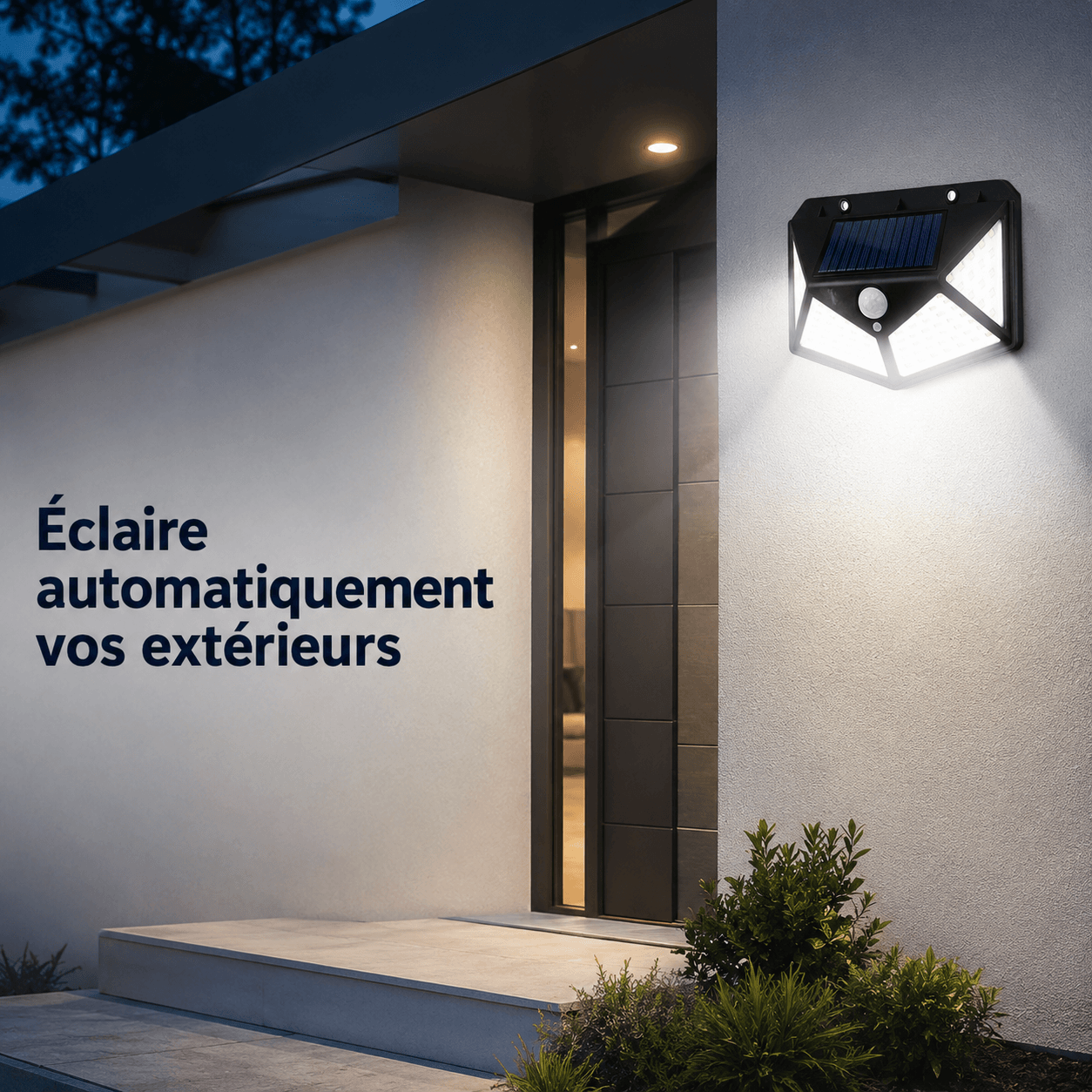Lampe Solaire Extérieure Détecteur de Mouvement 270° LED Noire