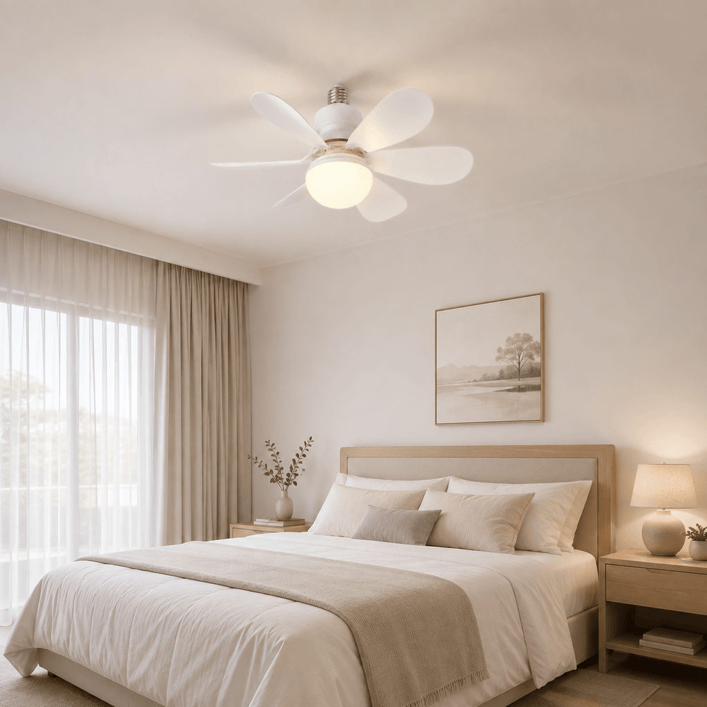 Ventilateur de Plafond LED avec Télécommande - E27, 40W, Luminosité Réglable