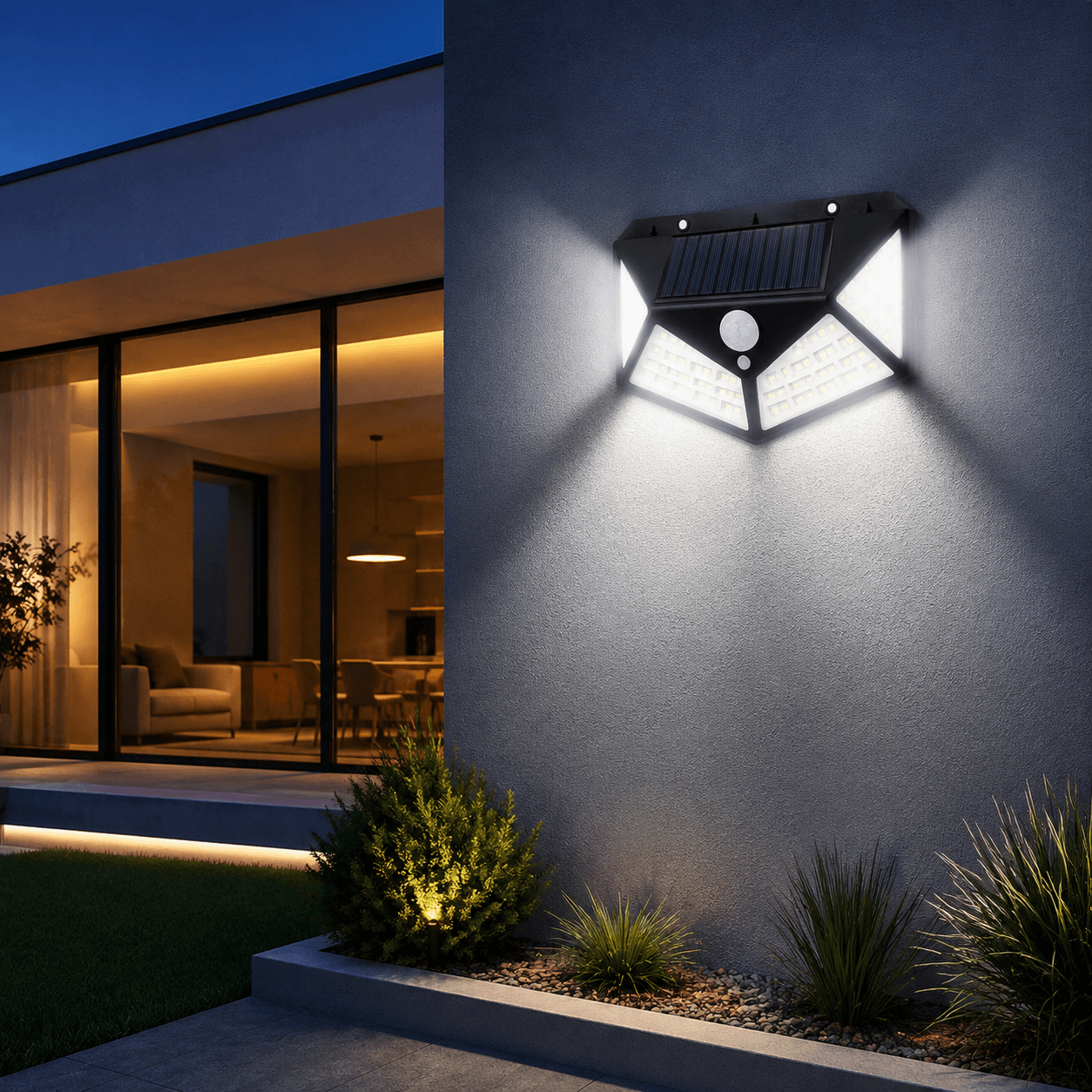Lampe Solaire Extérieure Détecteur de Mouvement 270° LED Noire