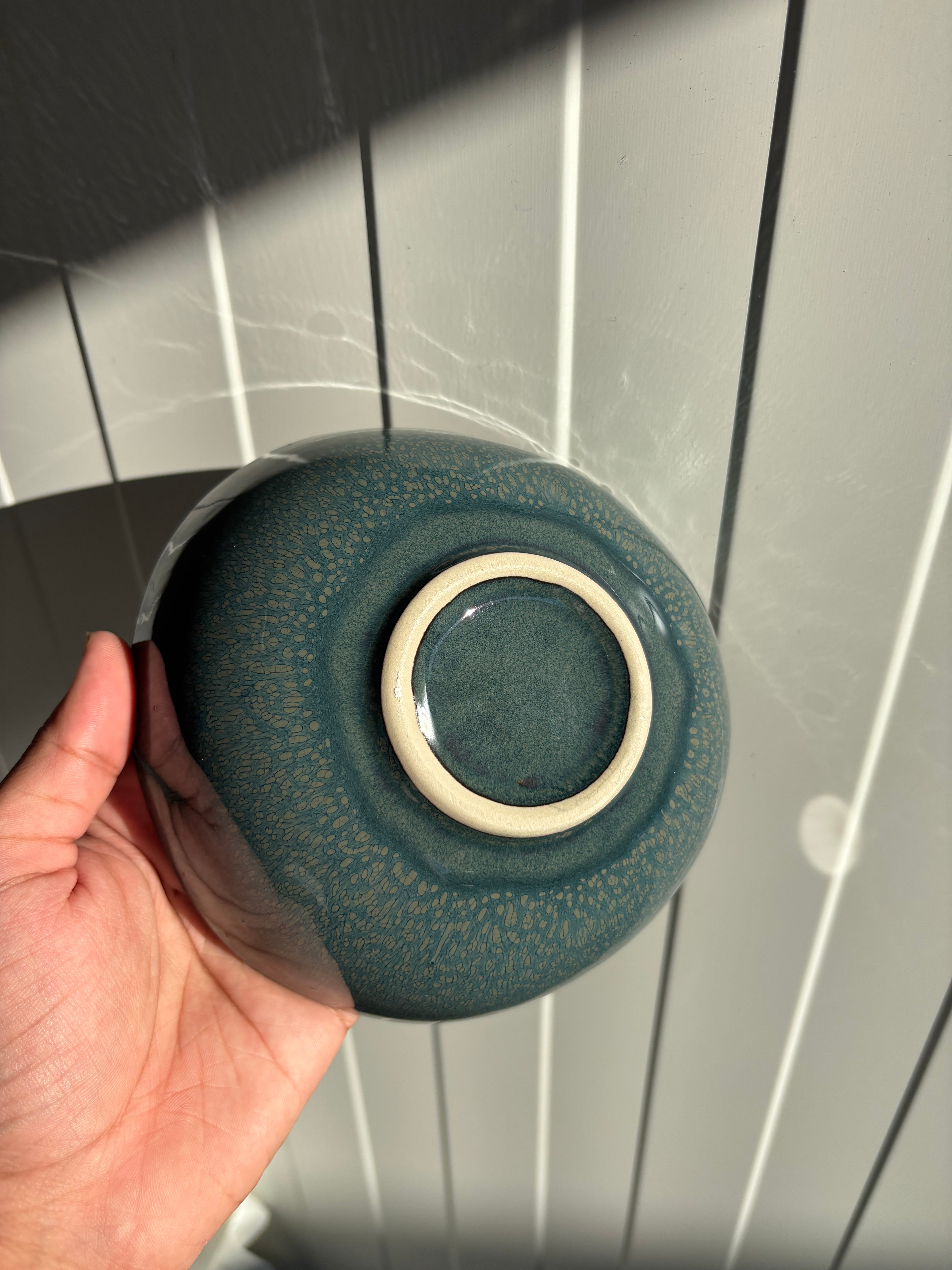 Bol Neuf Céramique Bleu Canard Grisé Effet Glacé Craquelé Design Moderne