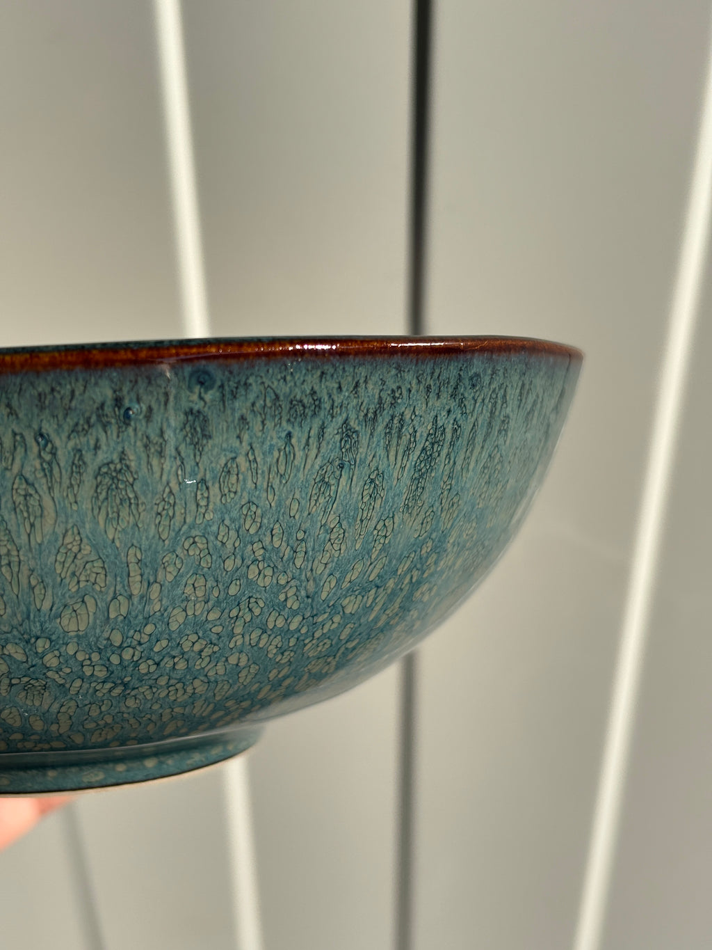 Bol Neuf Céramique Bleu Canard Grisé Effet Glacé Craquelé Design Moderne