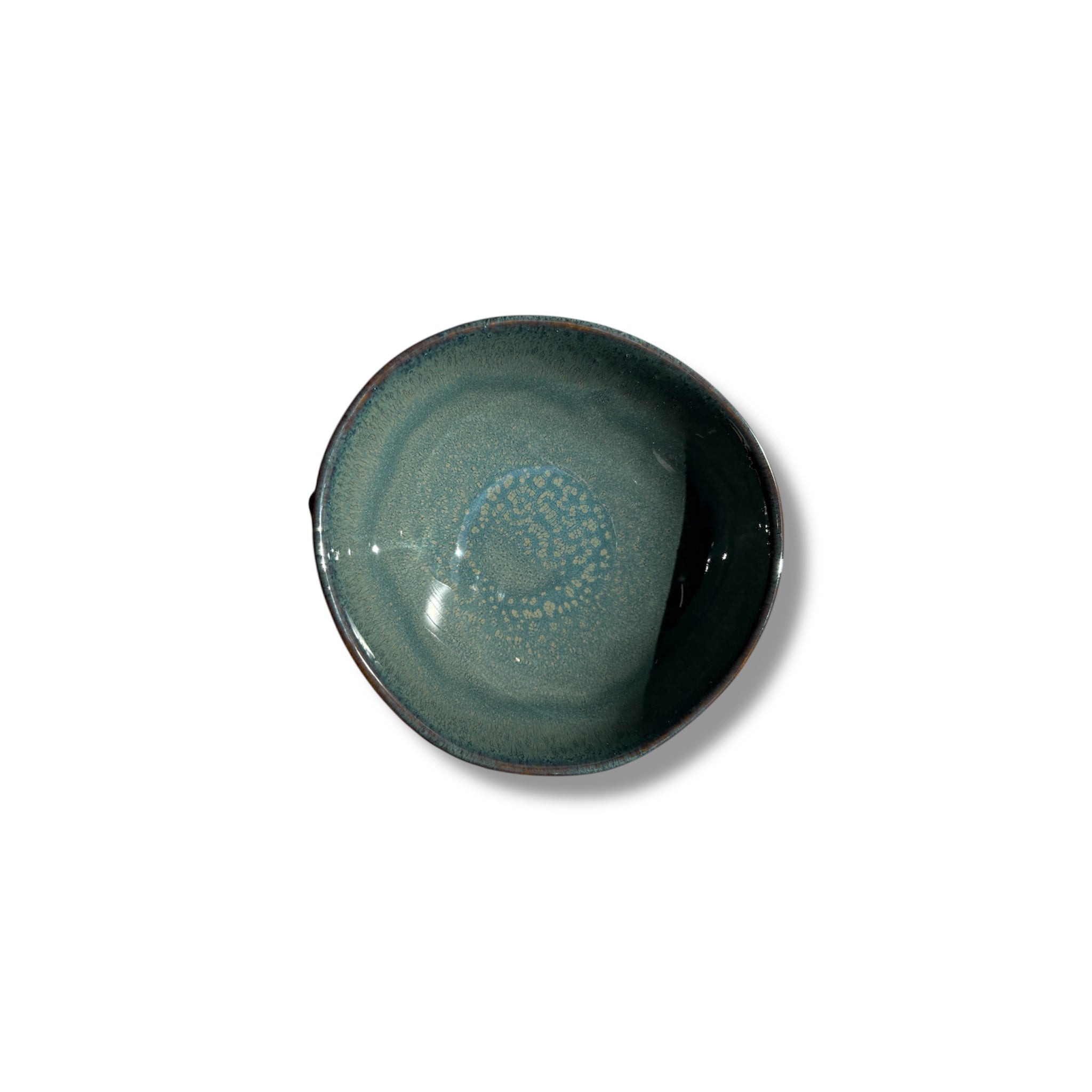 Bol Neuf Céramique Bleu Canard Grisé Effet Glacé Craquelé Design Moderne