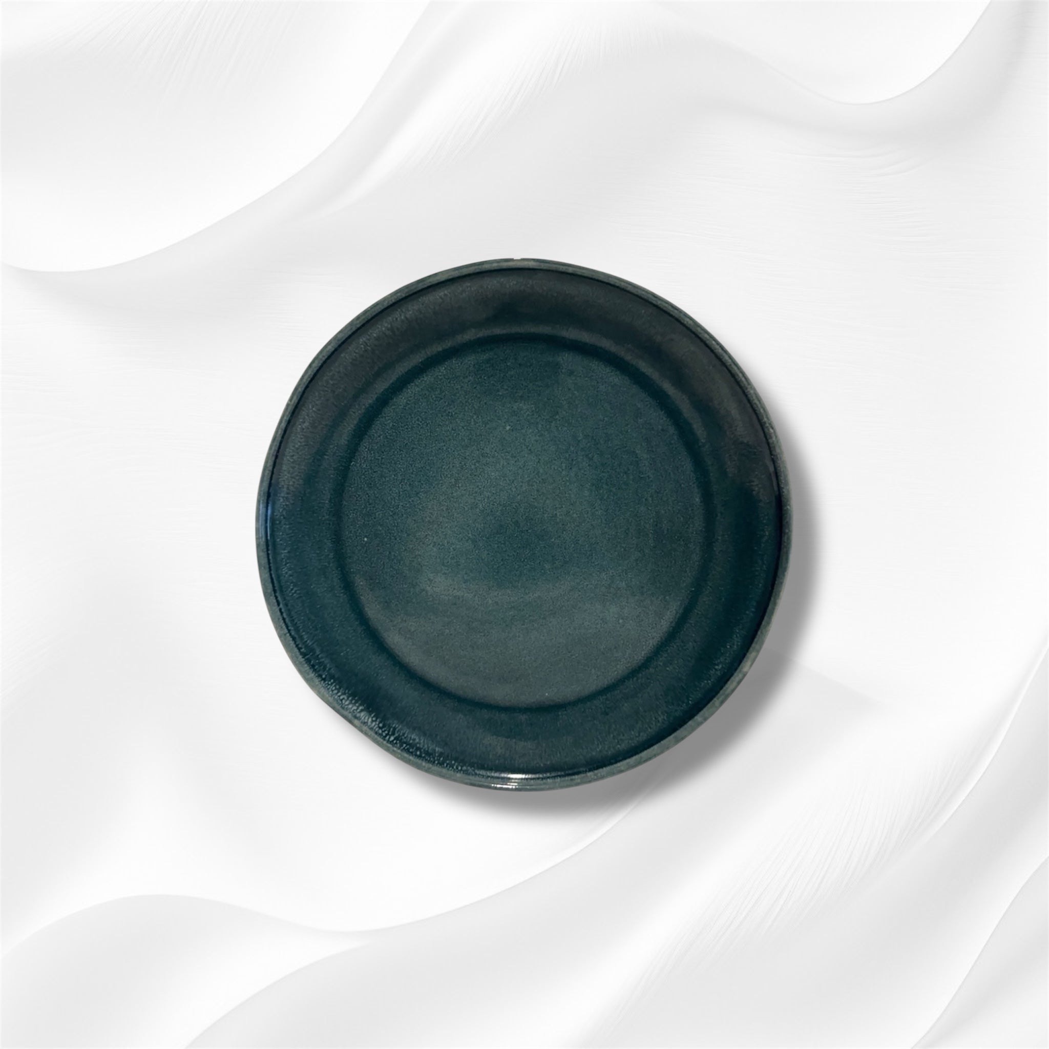 Assiette Plate Grès Glaçure Profonde Vert Minuit