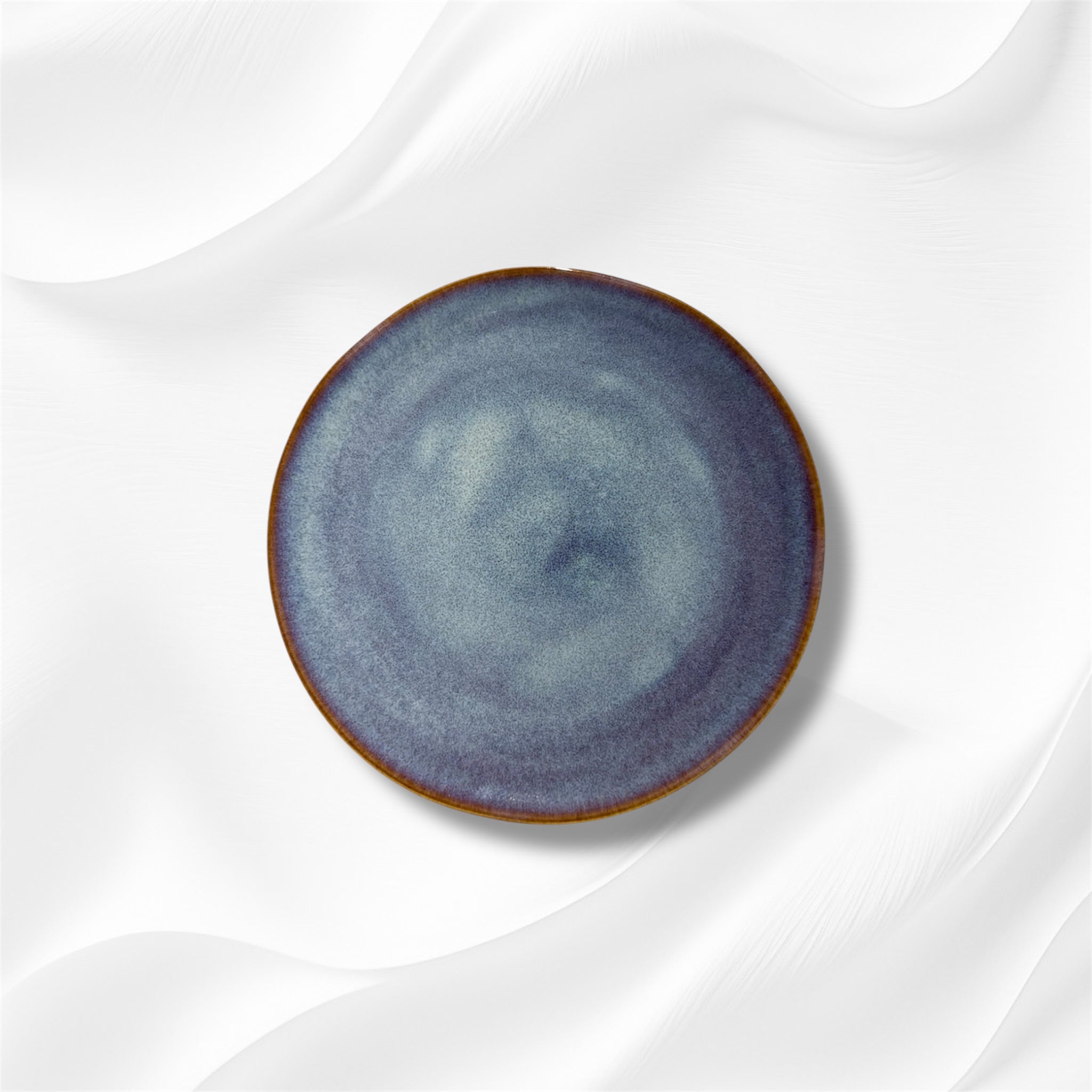 Assiette Plate Céramique Grès Bleu Marine Océanique