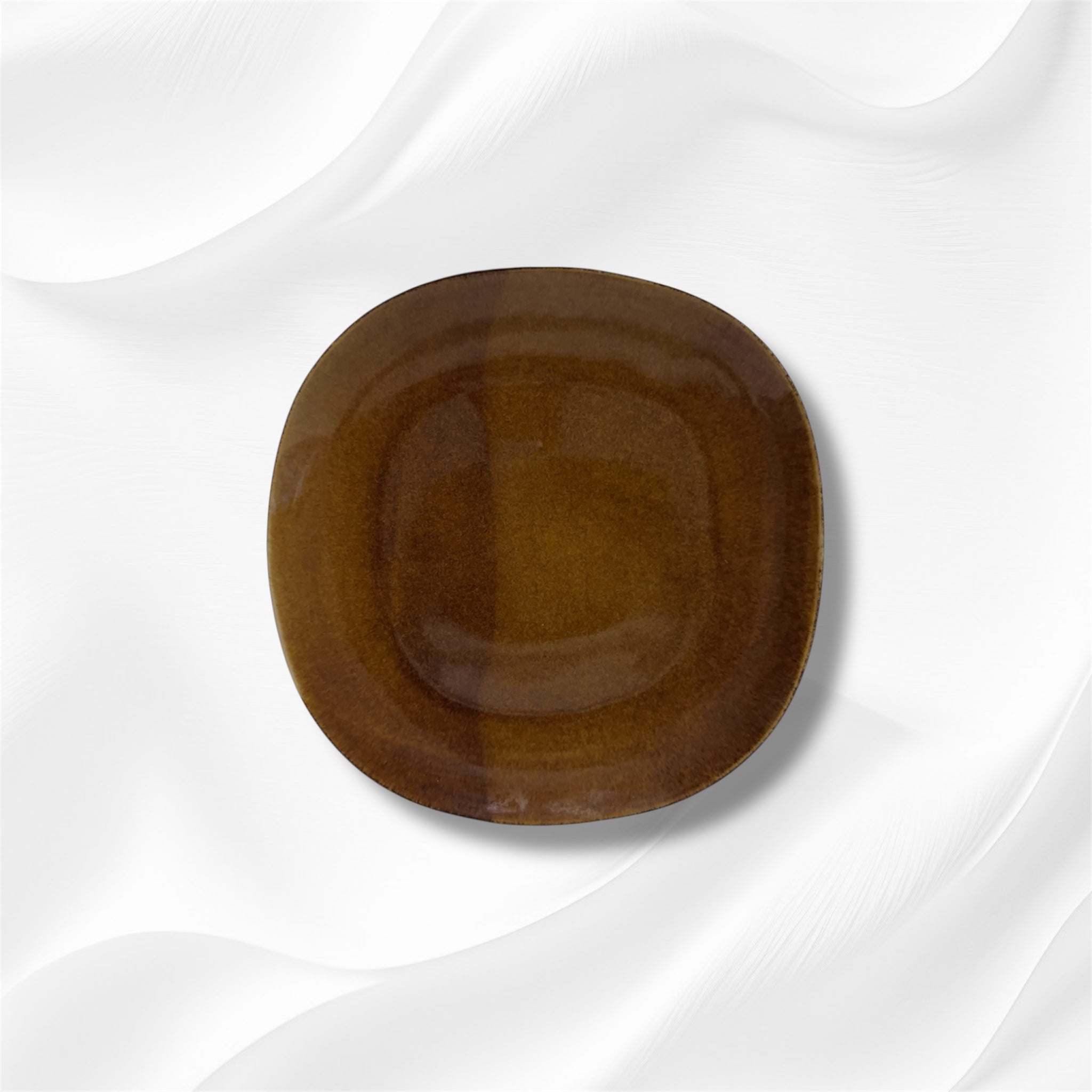 Assiette Dessert Grès Ovale Marron Camel