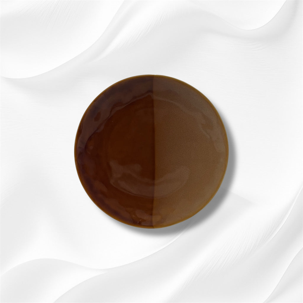 Assiette Plate Grès Bicolore Marron Terre