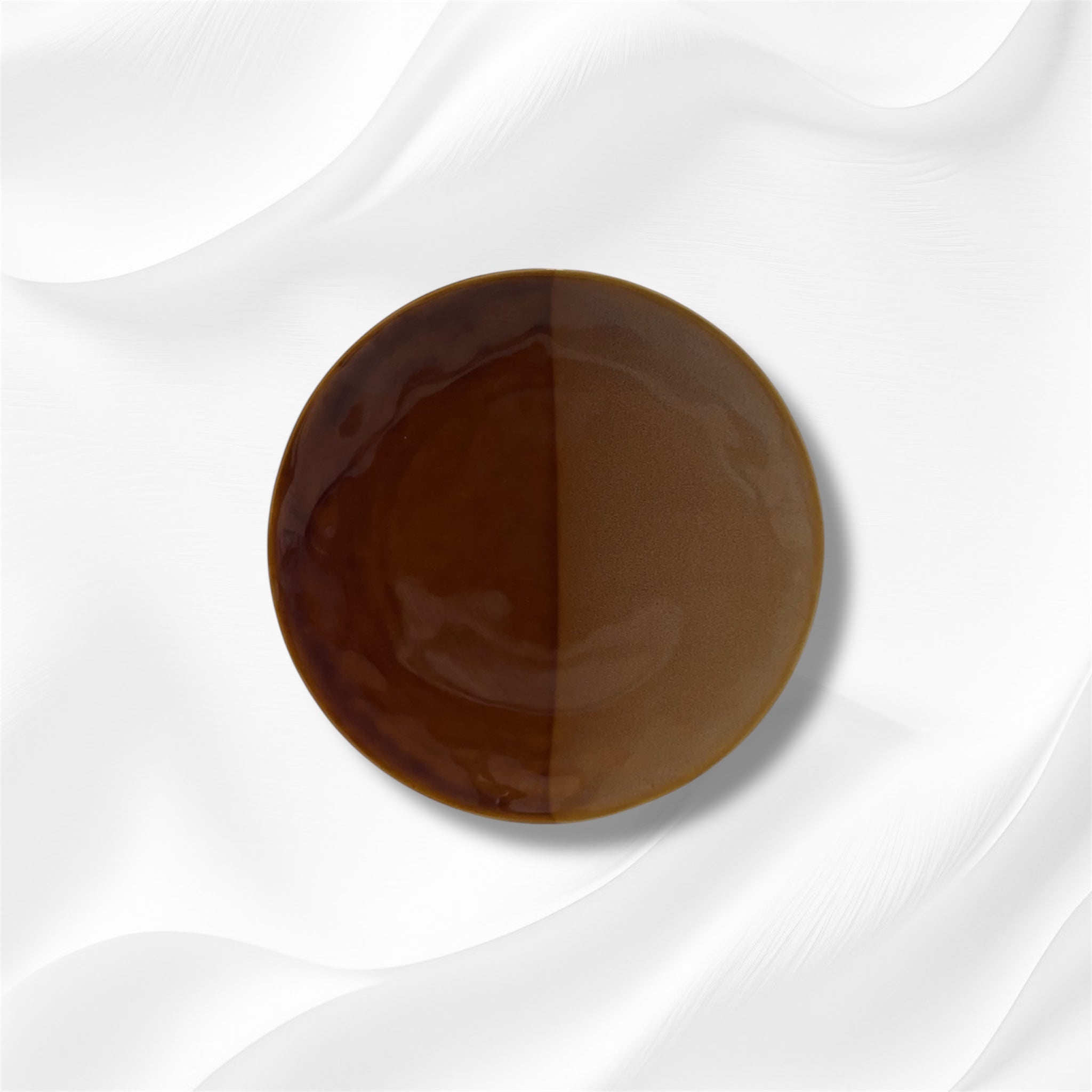 Assiette Plate Grès Bicolore Marron Terre