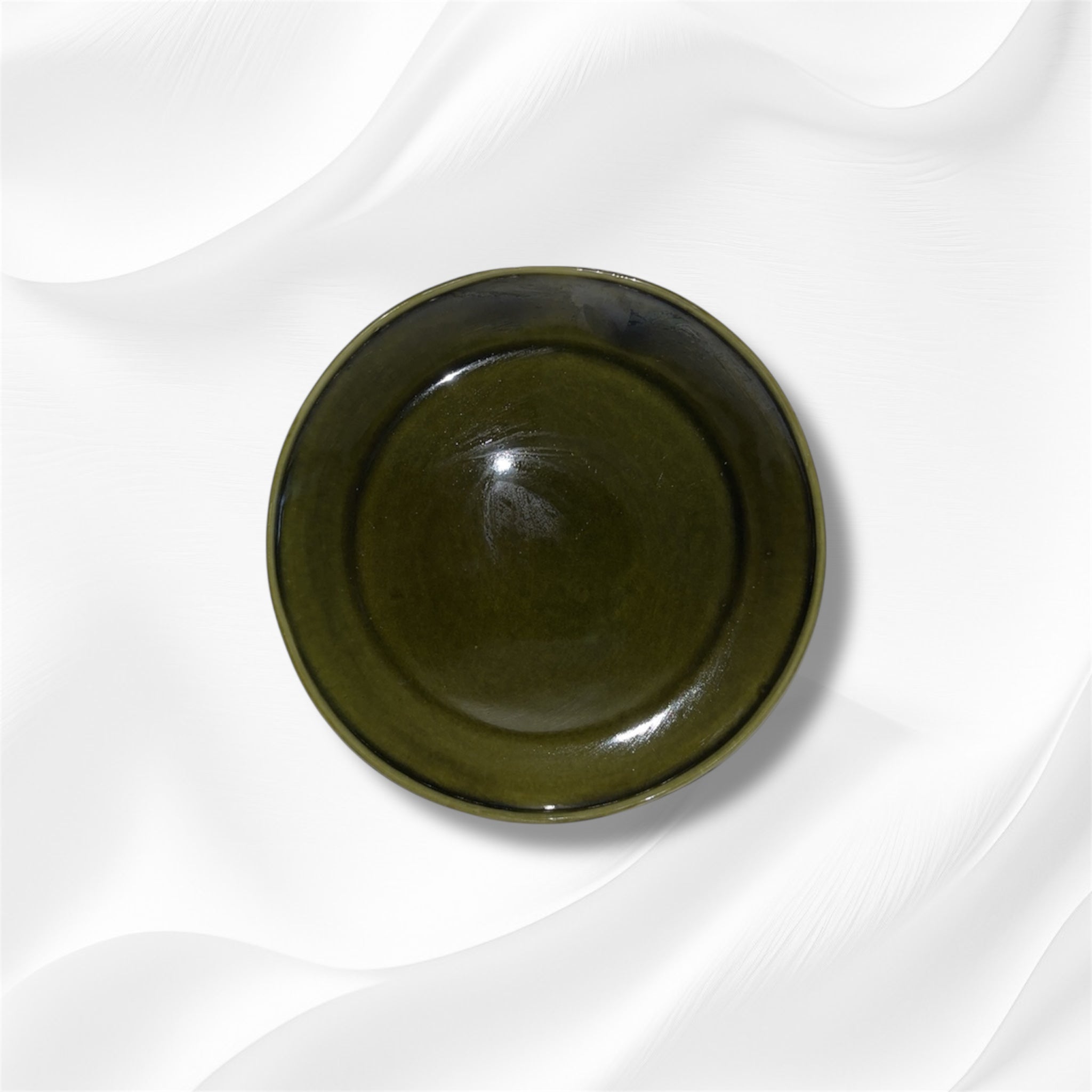 Assiette Plate Grès Émaillé Vert Kaki
