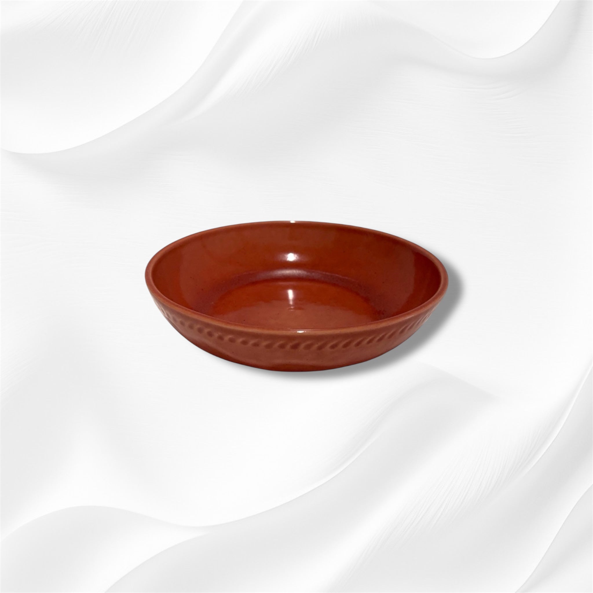 Assiette Creuse Grès Rouge Cannelle