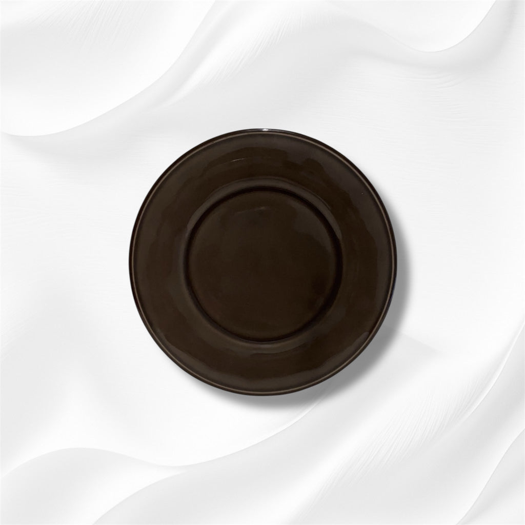 Assiette Plate Grès Marron Foncé