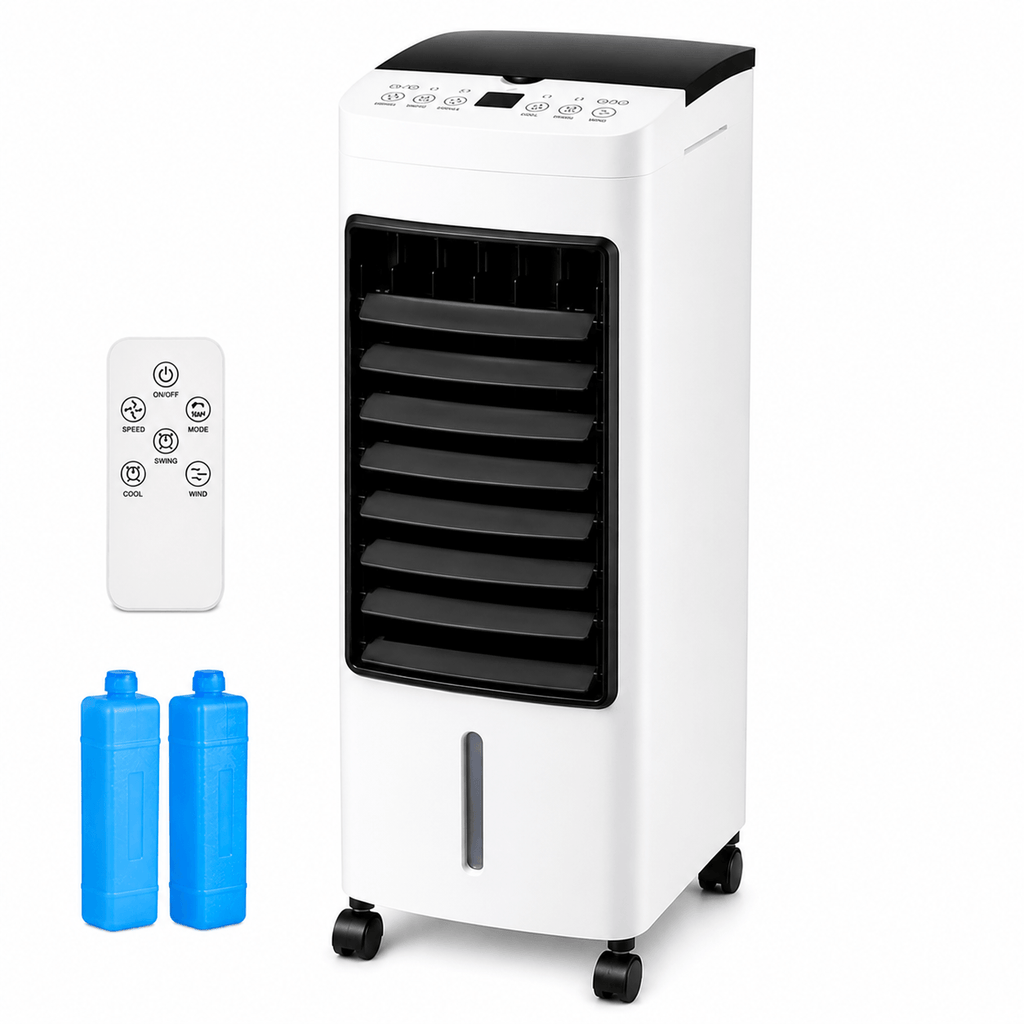 Rafraîchisseur d’air mobile 3 en 1 – Réservoir 4 L, 65 W, télécommande, blanc