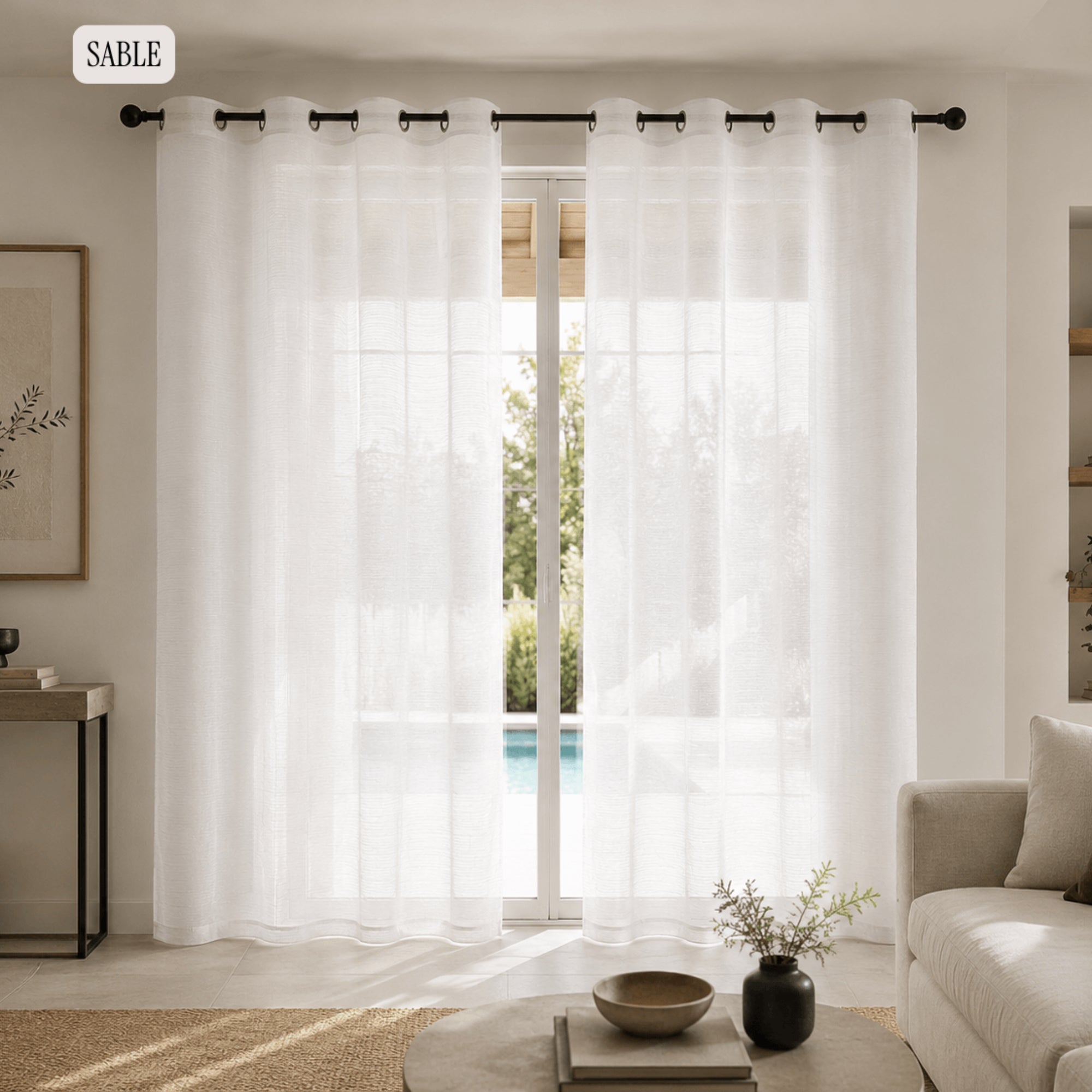 Lot de 2 rideaux voilages blancs 140x240 cm à oeillets transparents