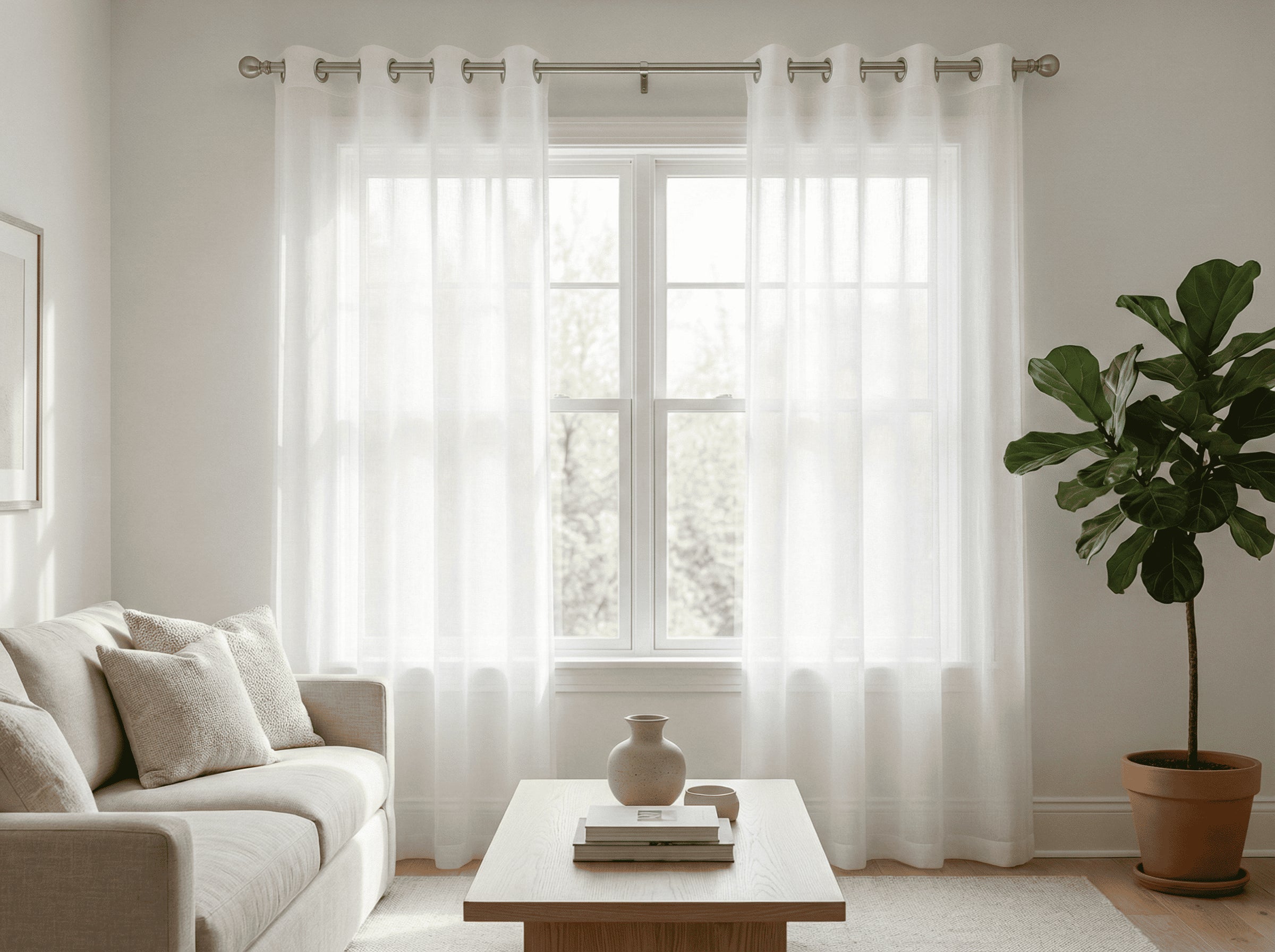 Juego de 2 cortinas blancas transparentes de 140 x 240 cm - Cortinas con  ojales | Mazenna, image size:2400x1792
