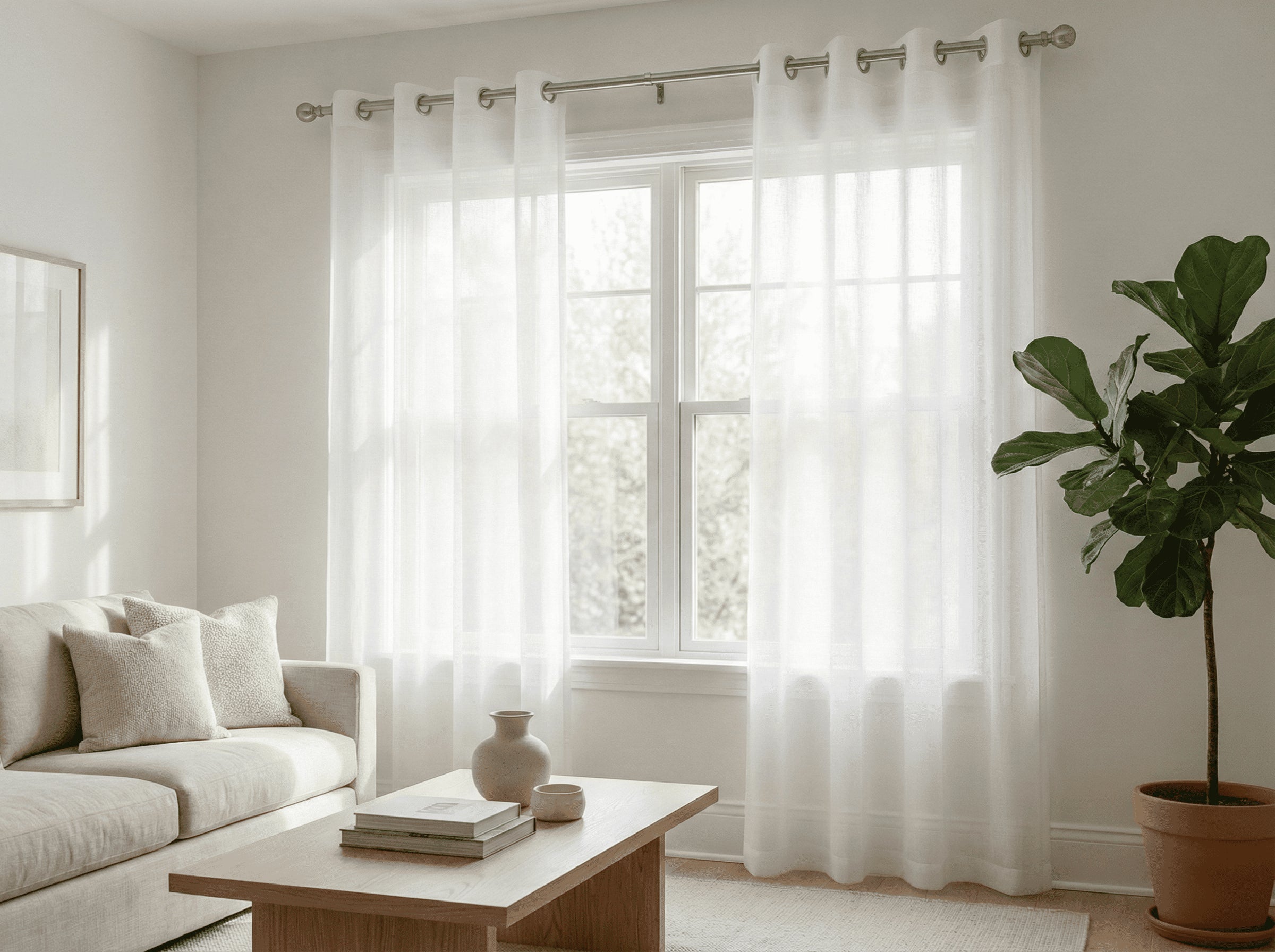 Lot de 2 Voilages Blancs 140x240 cm | Rideaux Voilage à Œillets