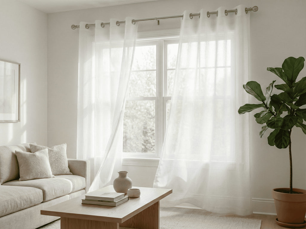 Lot de 2 Voilages Blancs 140x240 cm | Rideaux Voilage à Œillets