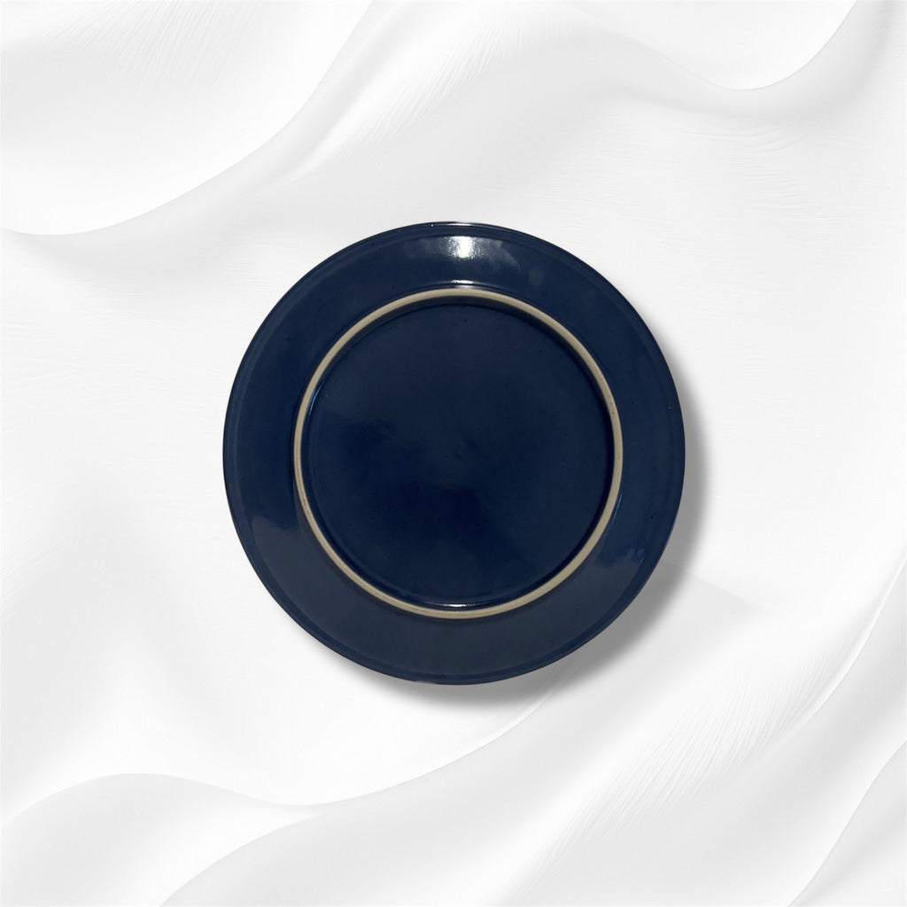 Assiette Plate Céramique Grès Bleu Profond Marine