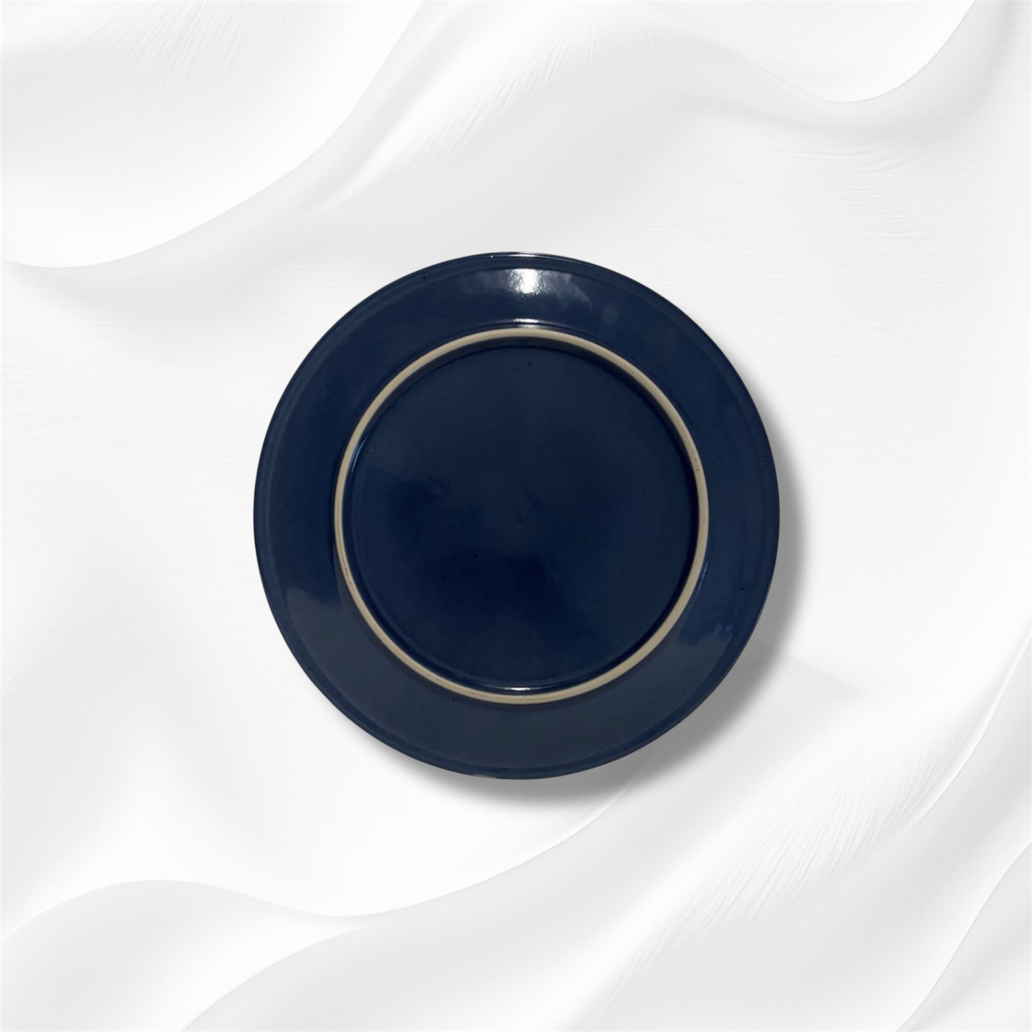 Assiette Plate Céramique Grès Bleu Profond Marine