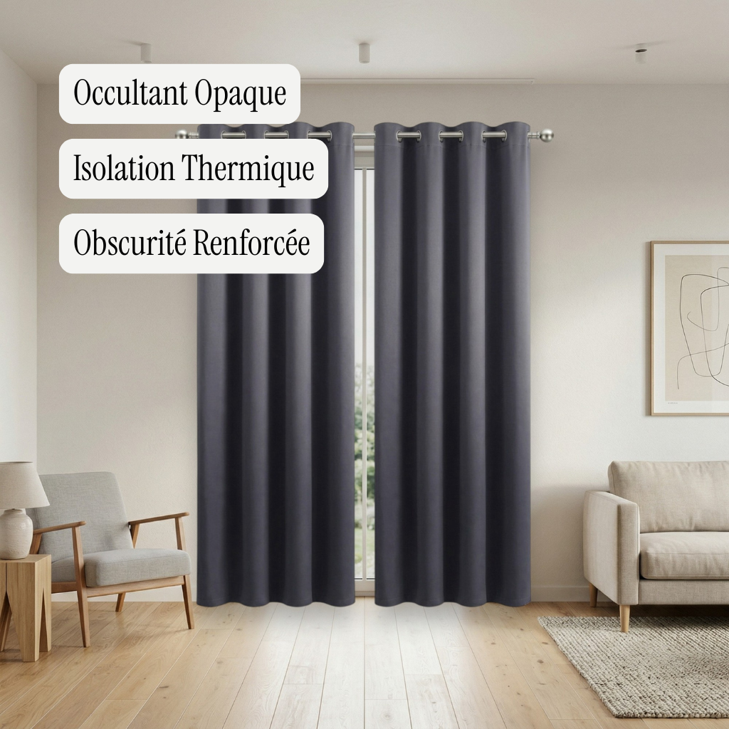 Rideaux Occultants 135x240 cm (Lot de 2) - Finition Oeillets