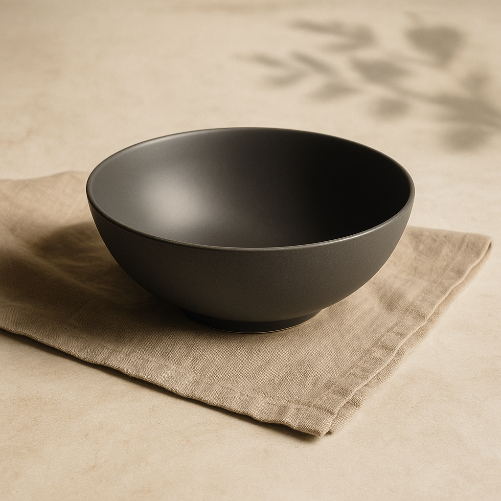 Handmade Anthracite Grey Speckled Matte Finish Ceramic Stoneware Bowl