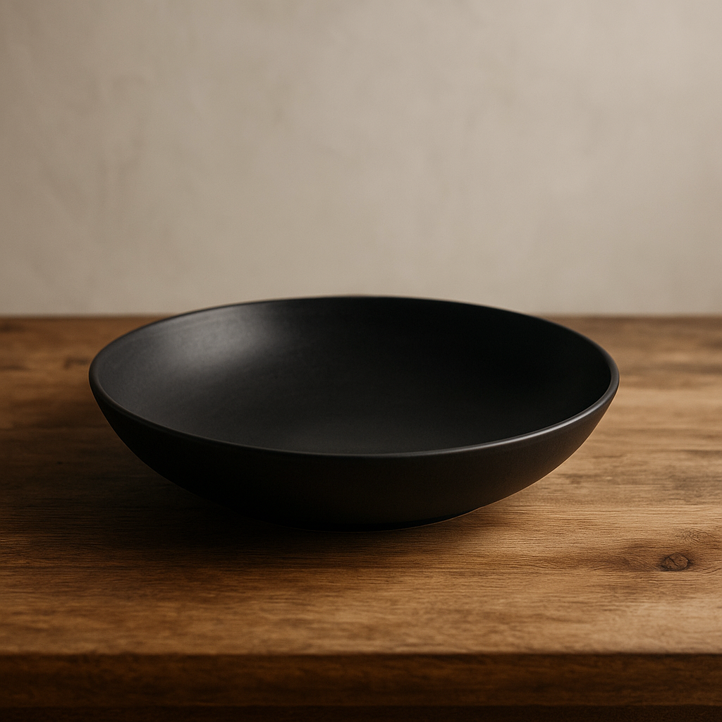 Assiette Creuse En Céramique Grès Noire Mat Style Moderne Design Élégant