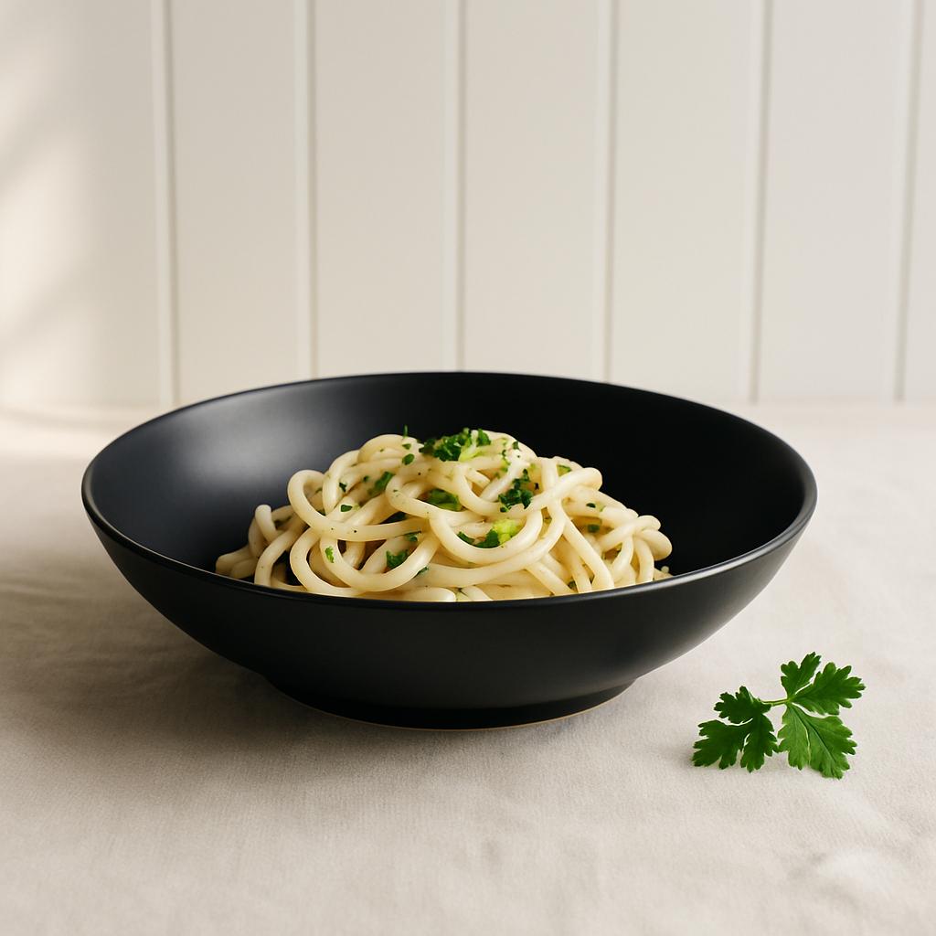 Assiette Creuse En Céramique Grès Noire Mat Style Moderne Design Élégant