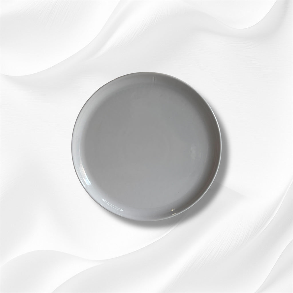 White Stoneware Dinner Plate with a Glossy Finish, Handmade