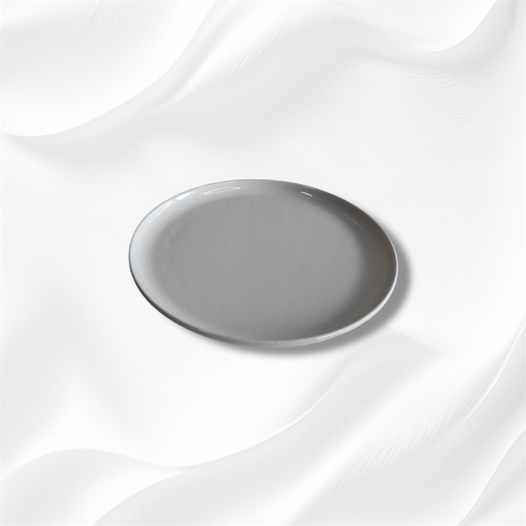 White Stoneware Dinner Plate Set with Glossy Finish