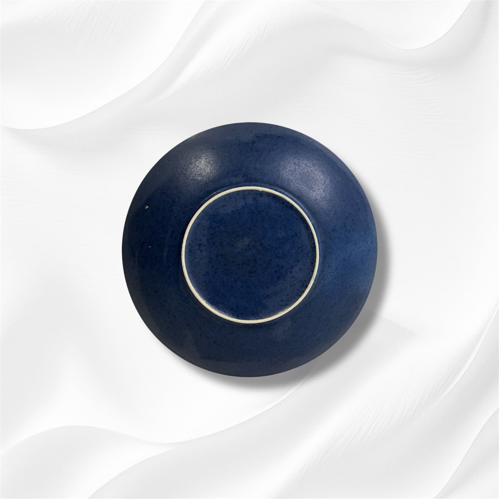Deep Blue Ceramic Dinner Plate and Bowl Set with Matte Finish