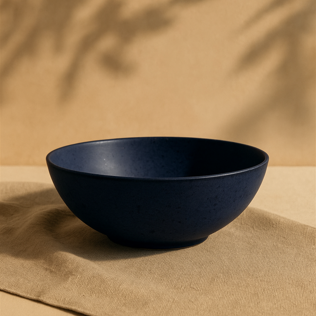 Handmade Deep Blue Speckled Matte Finish Ceramic Stoneware Bowl