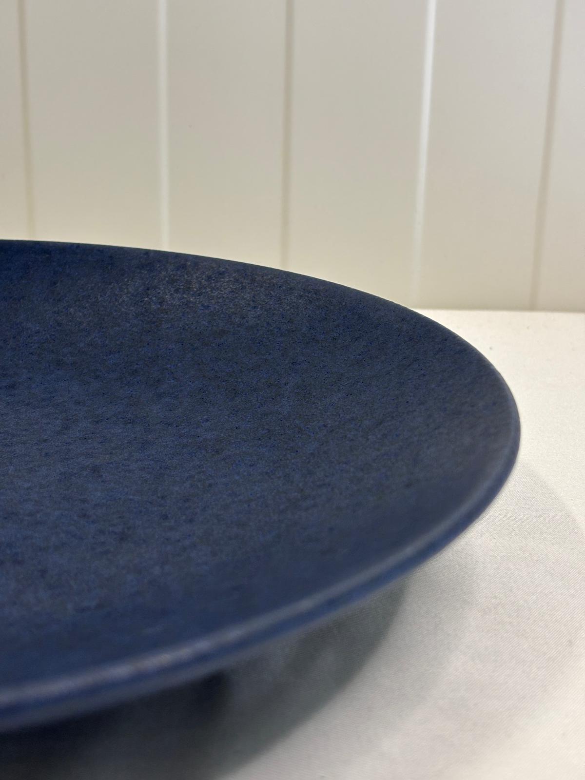 Assiette En Céramique Grès Bleu Marine Foncé Effet Mat Design Moderne Style Contemporain