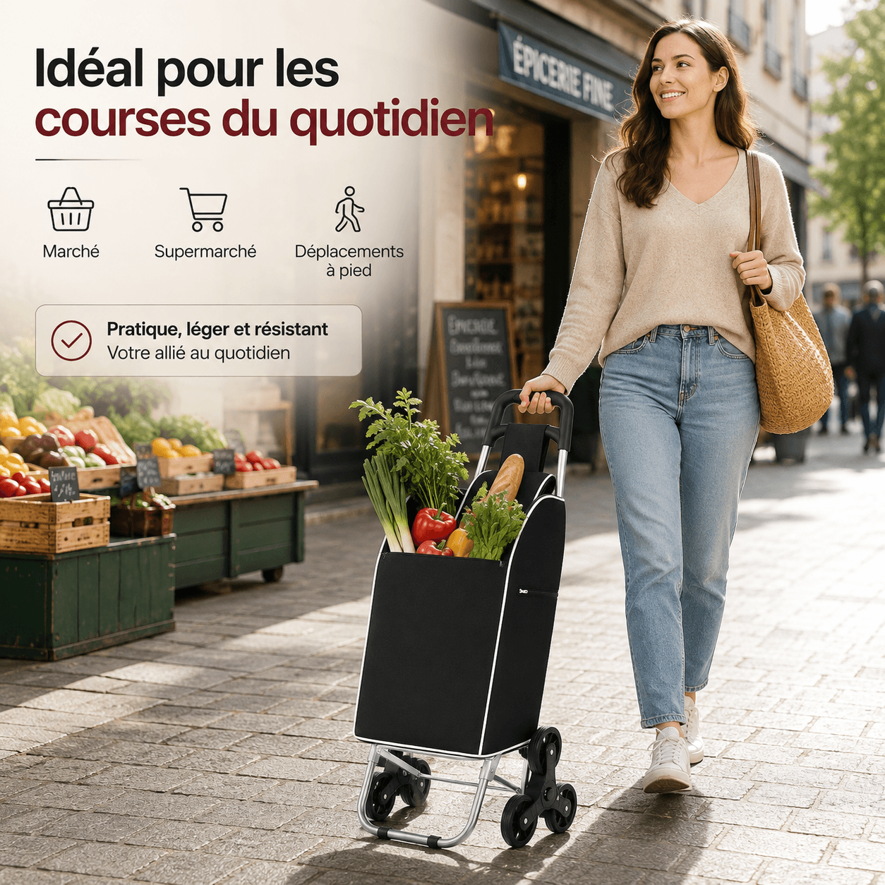 Foldable Aluminum Shopping Trolley Waterproof 30kg