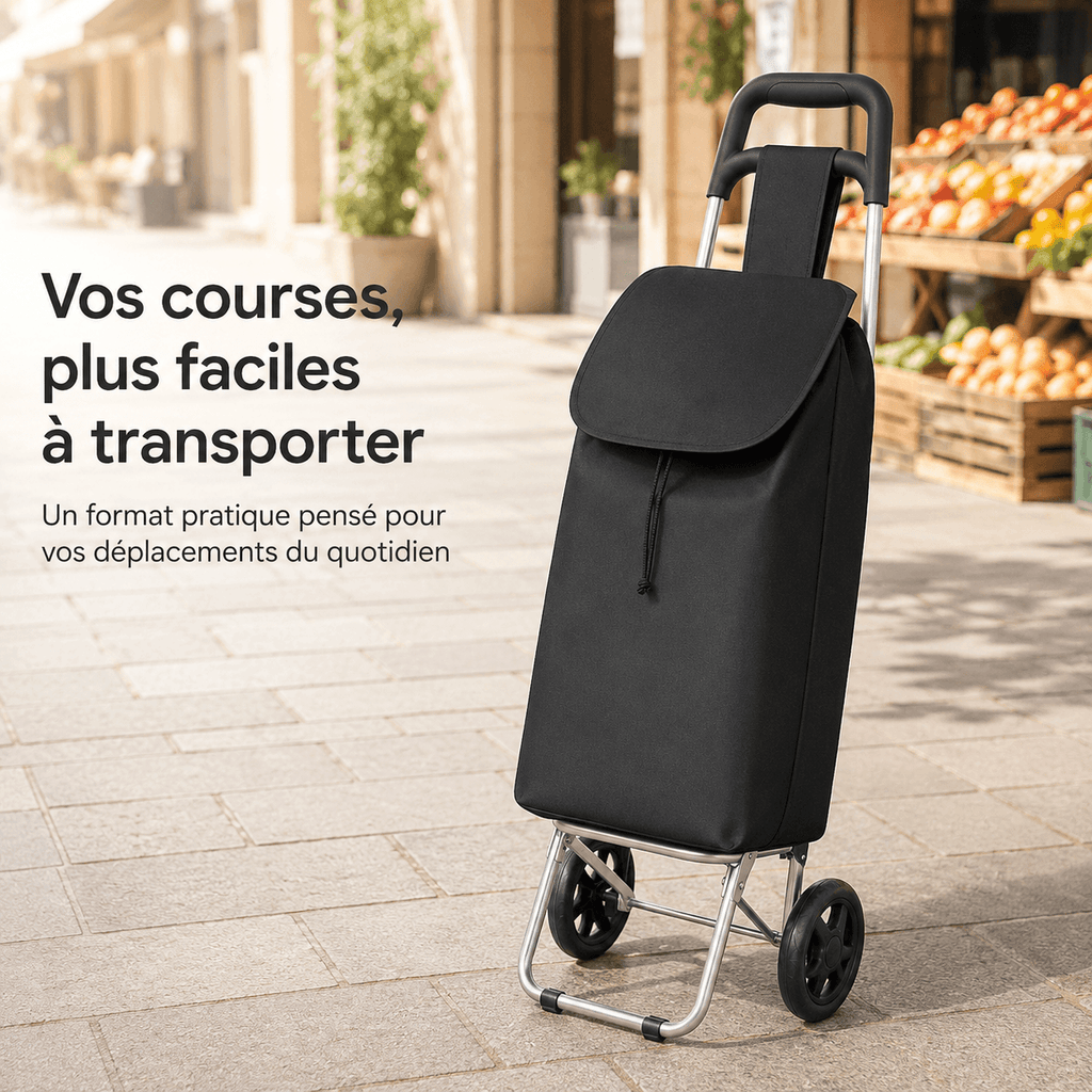 Chariot de Courses Pliable Compact Aluminium Imperméable 30kg