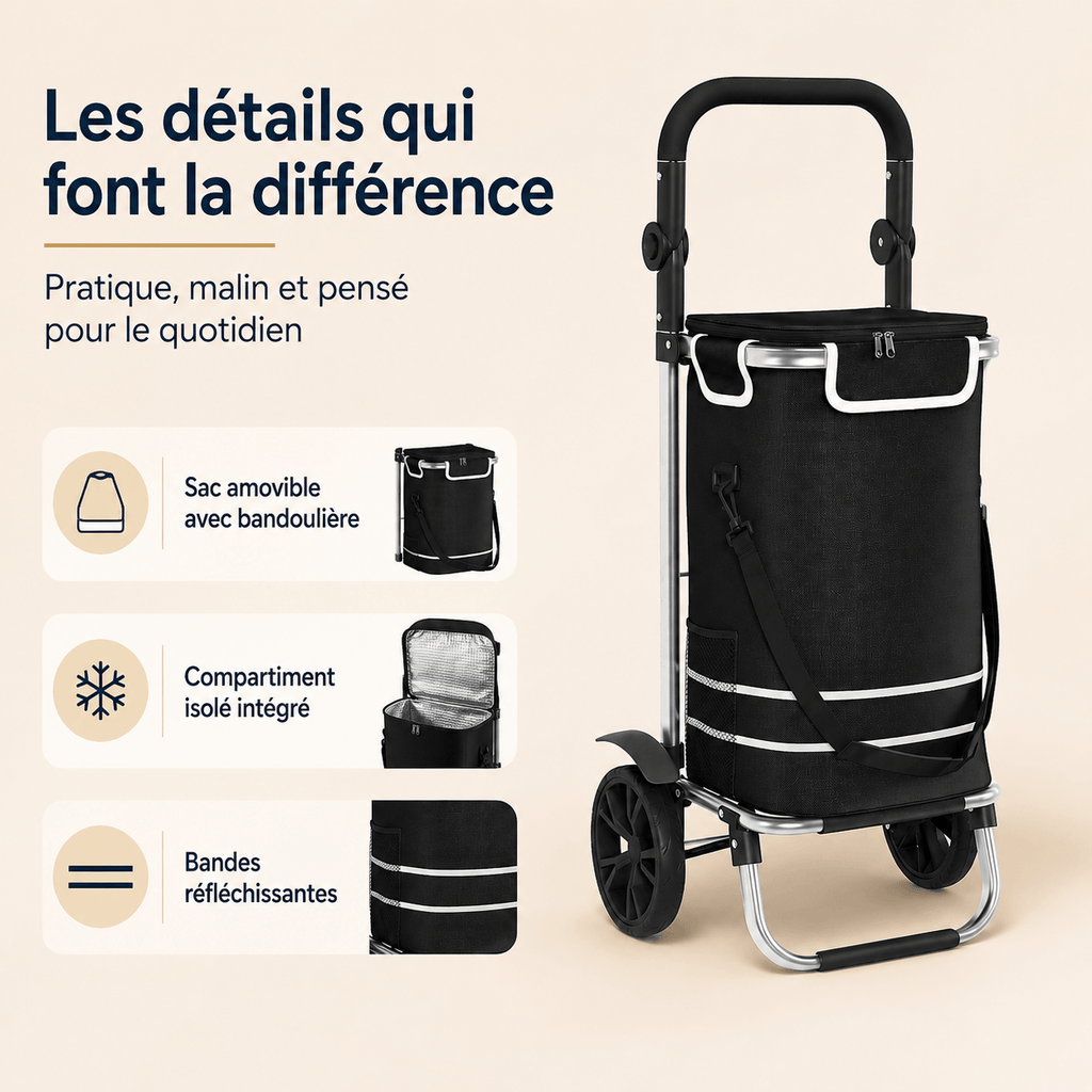 Folding Shopping Cart 40L Aluminum Waterproof 30kg