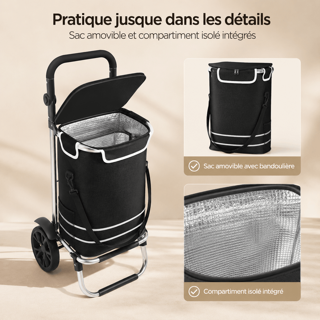 Folding Shopping Cart 40L Aluminum Waterproof 30kg