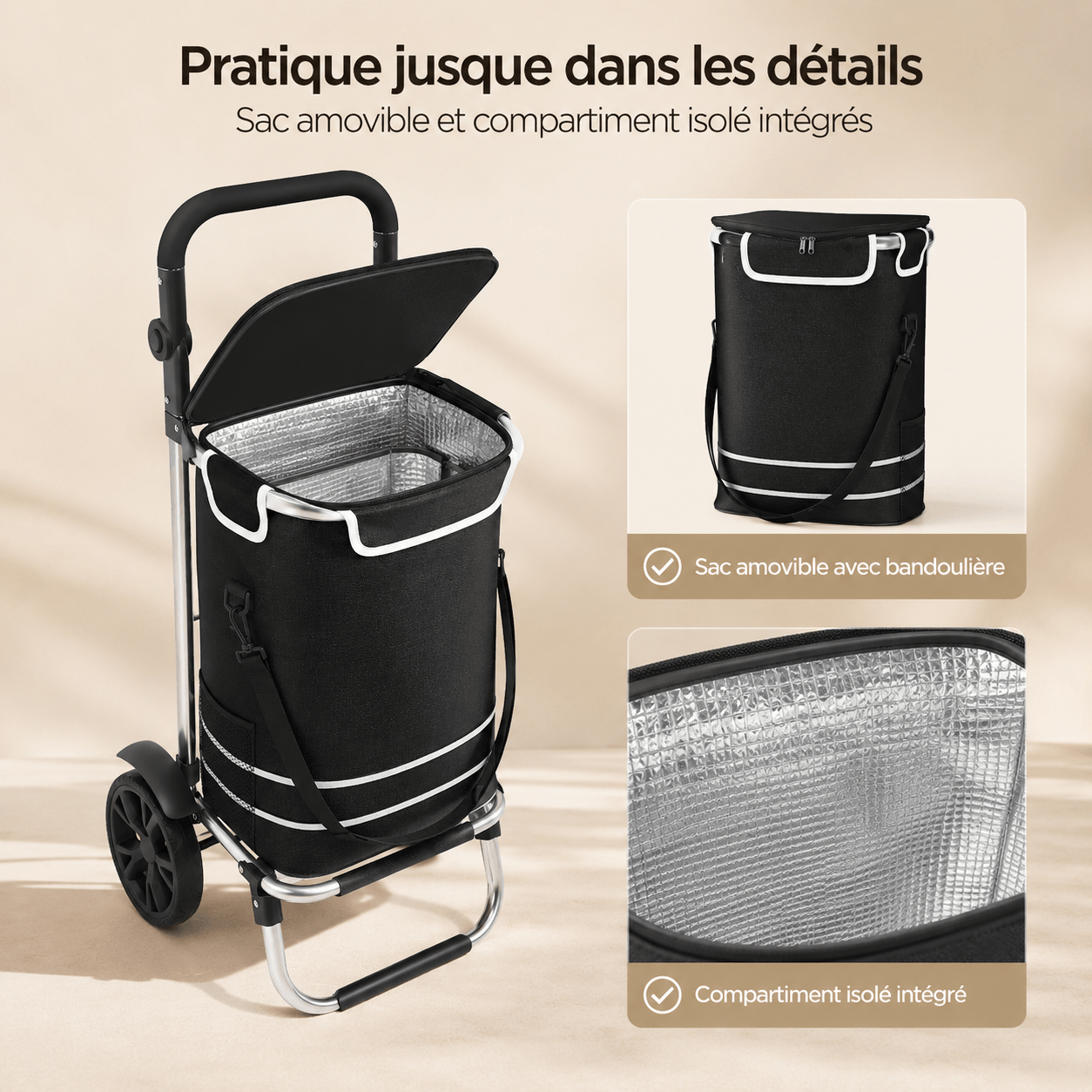 Folding Shopping Cart 40L Aluminum Waterproof 30kg