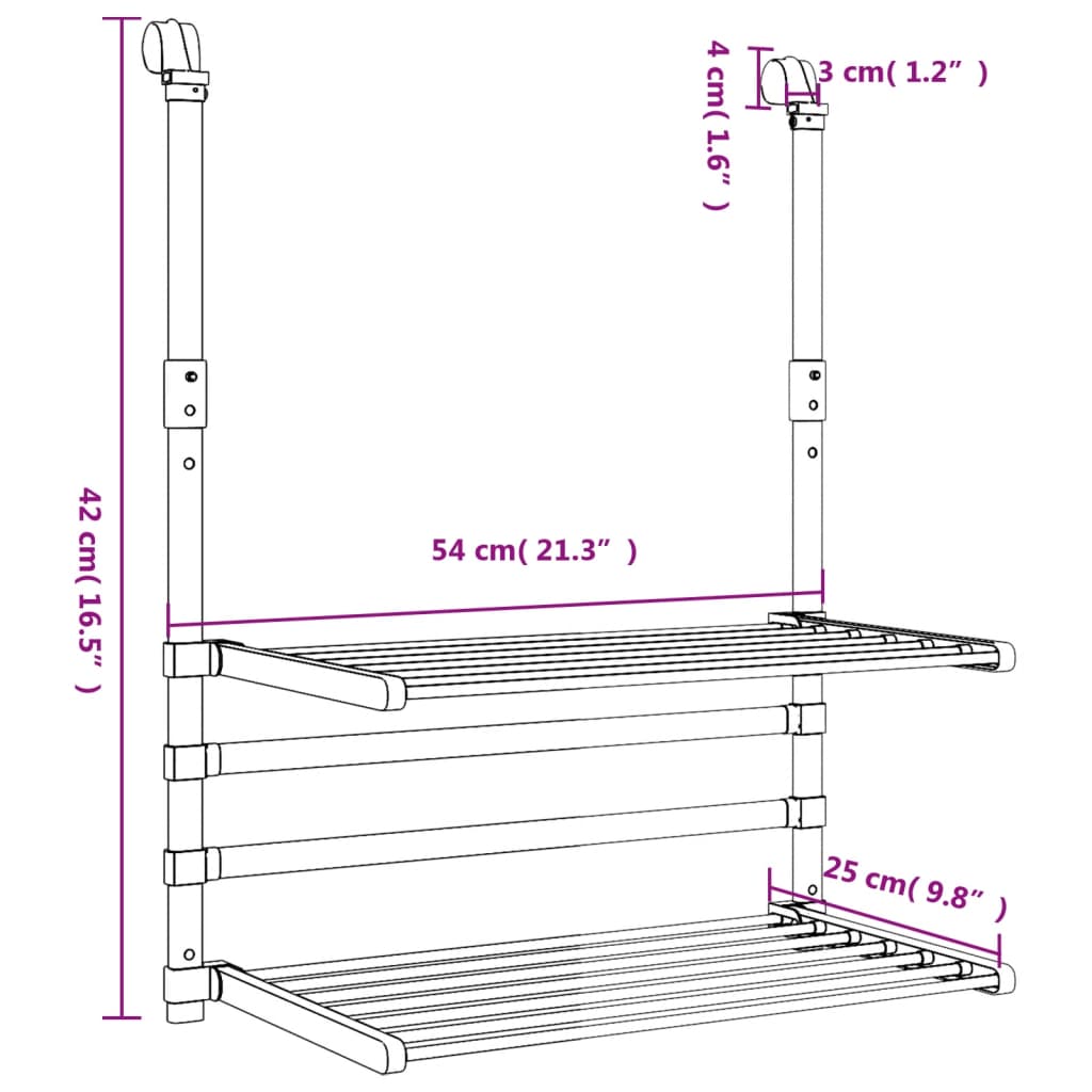 Étendoir à Linge pour Balcon Aluminium Rétractable Pliable