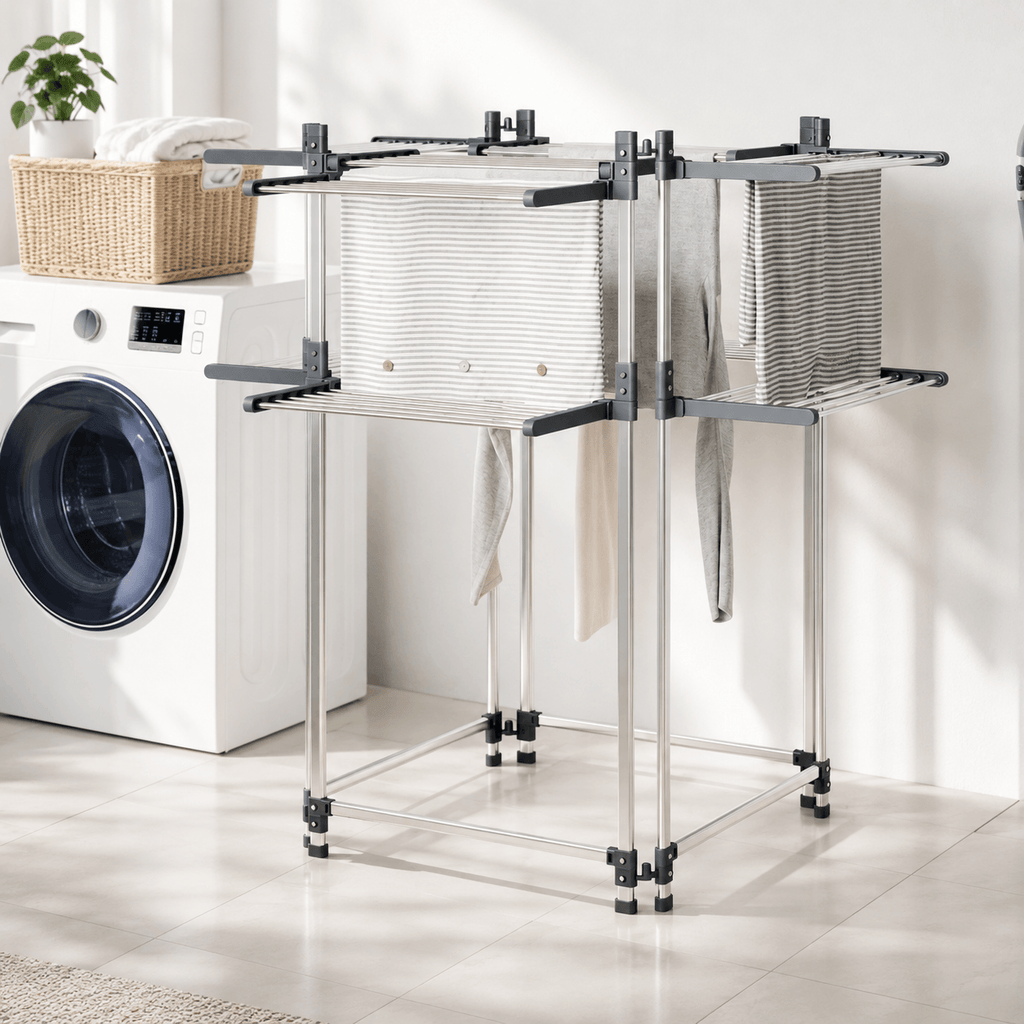 Étendoir à Linge Grand Format Aluminium 107x107x120cm, 33m de Suspension