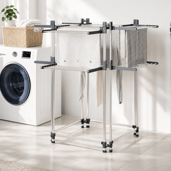 Étendoir à Linge Grand Format Aluminium 107x107x120cm, 33m de Suspension